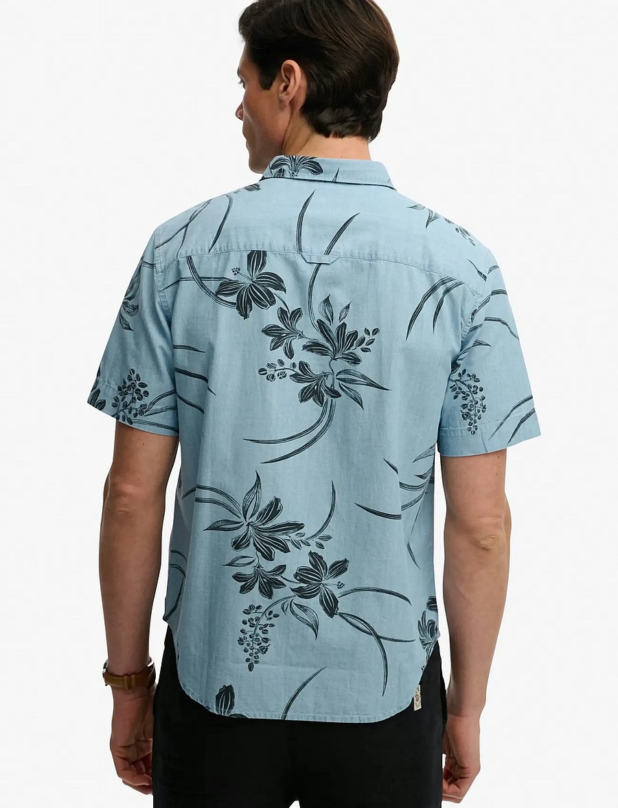 Superdry - VINTAGE LOOM S/S SHIRT - kurzarmhemden - mid wash blue hawaiian - 5