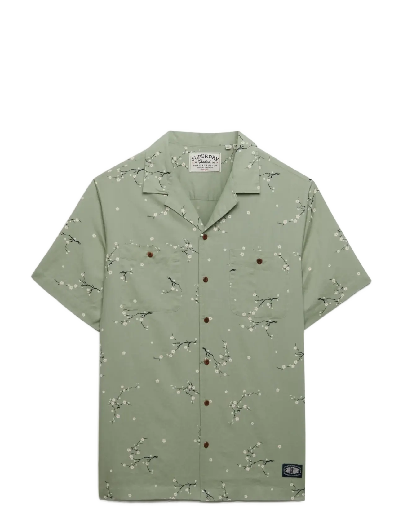 Superdry S/S PRINTED BEACH  SHIRT - Särgid - SHIBORI BLOSSOM SAGE / green