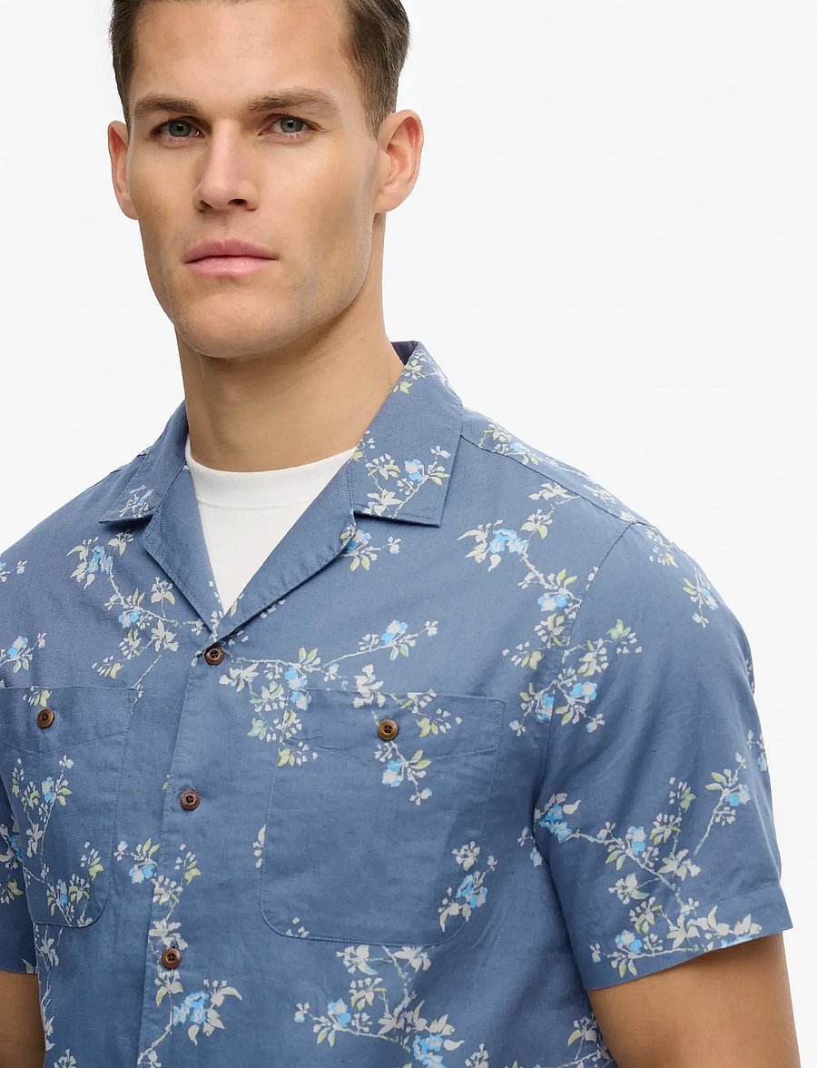 Superdry - S/S PRINTED BEACH SHIRT - mynstraðar skyrtur - spring buds blue - 5