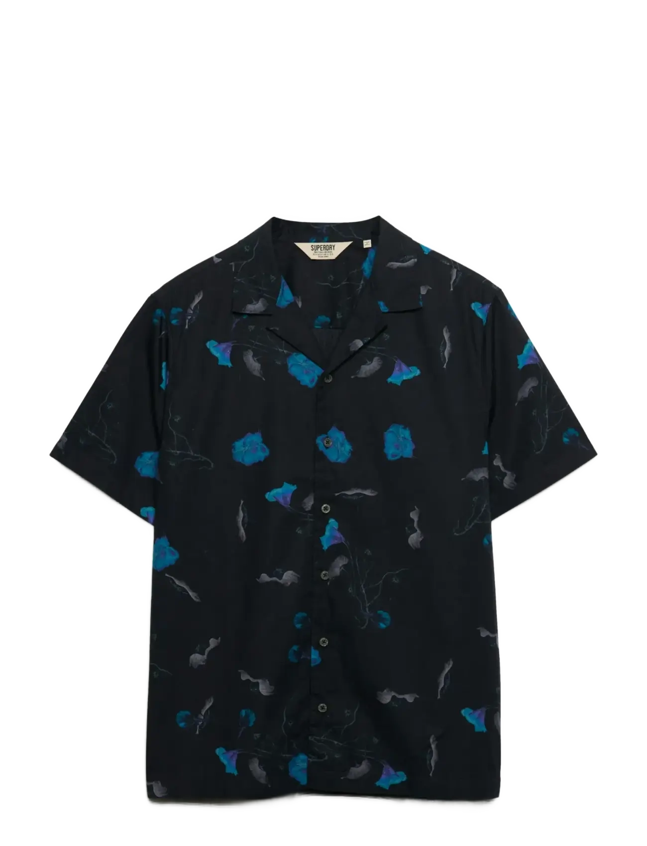 Superdry CABANA PRINT S/S SHIRT - Särgid - SAPPHIRE NASTURTIUM / black