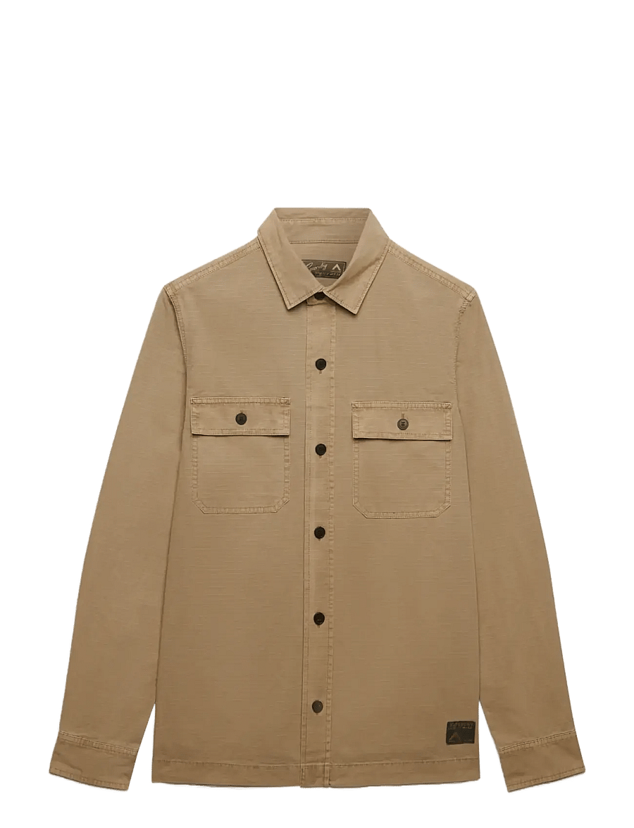 Superdry - MILITARY L/S SHIRT - casual skjortor - canyon sand brown - 1