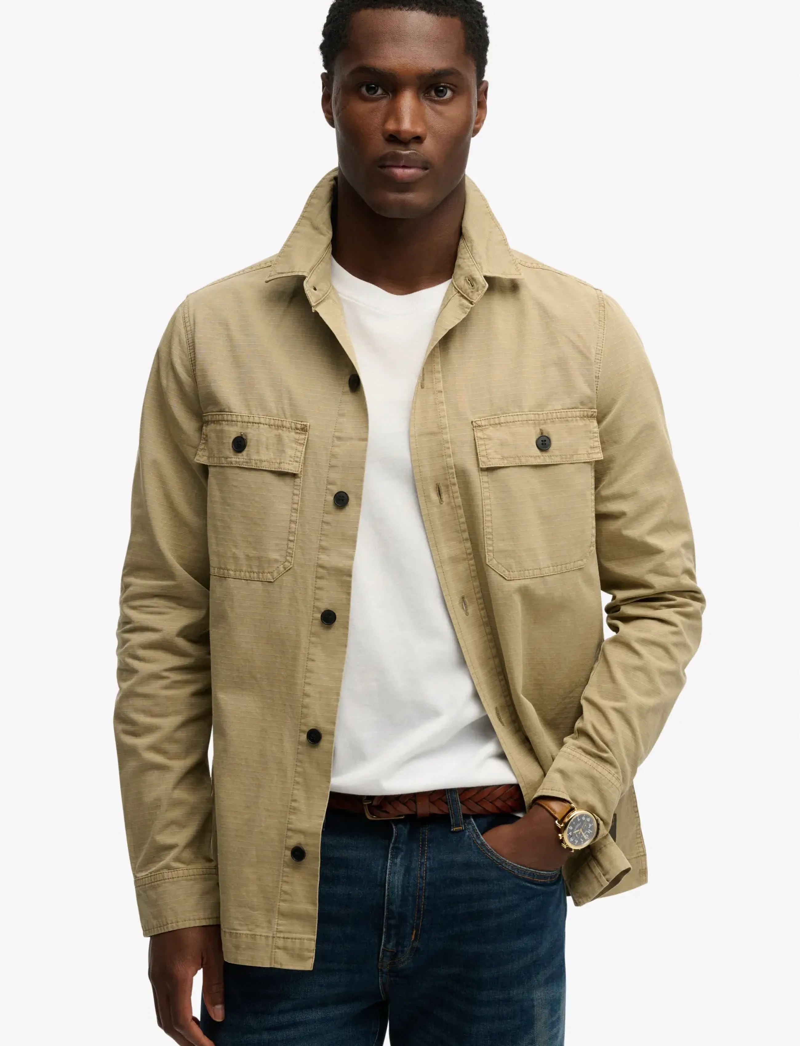 Superdry MILITARY L/S SHIRT - Overshirts - CANYON SAND BROWN / brown
