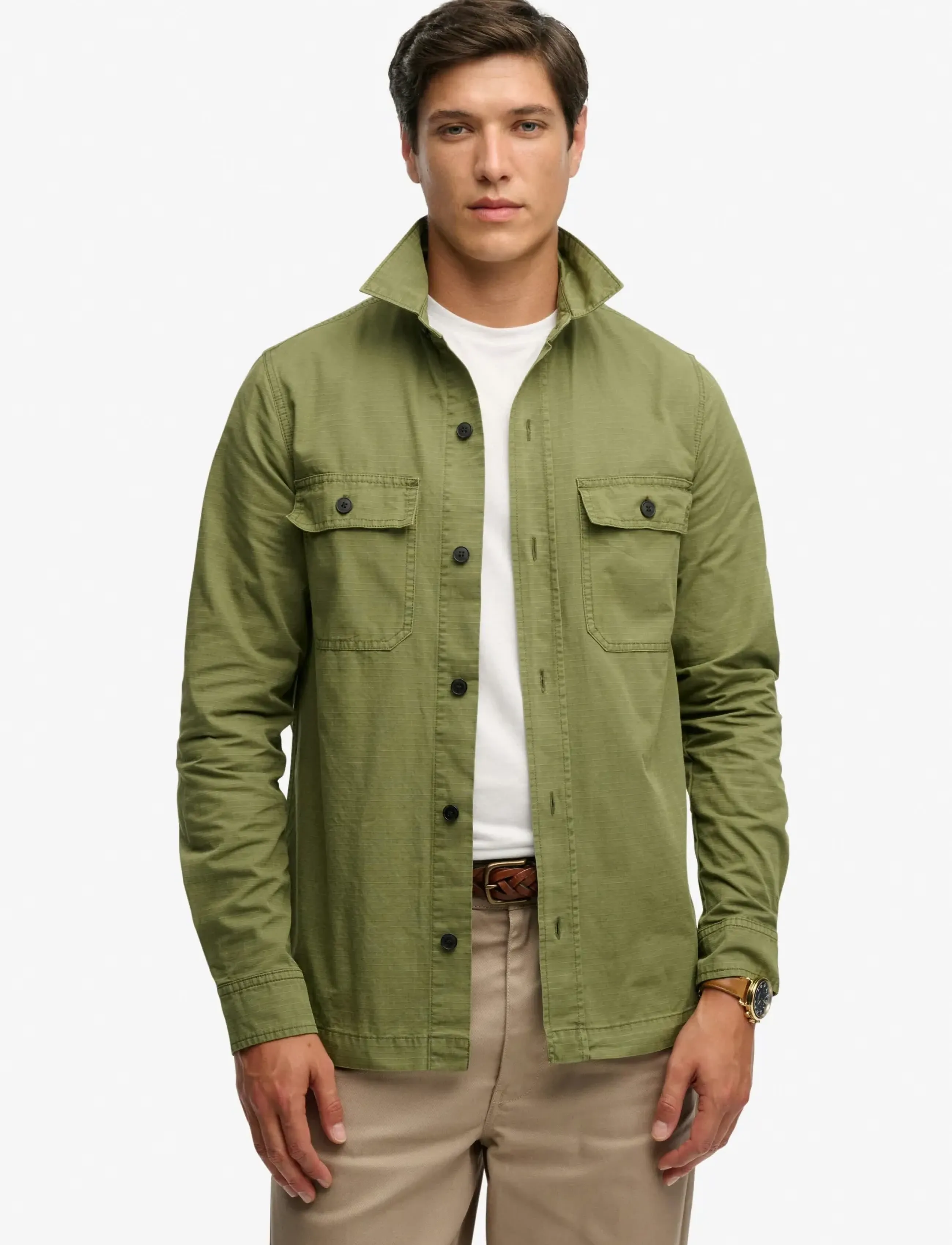 Superdry MILITARY L/S SHIRT - Overshirts - OLIVE KHAKI / khaki/green