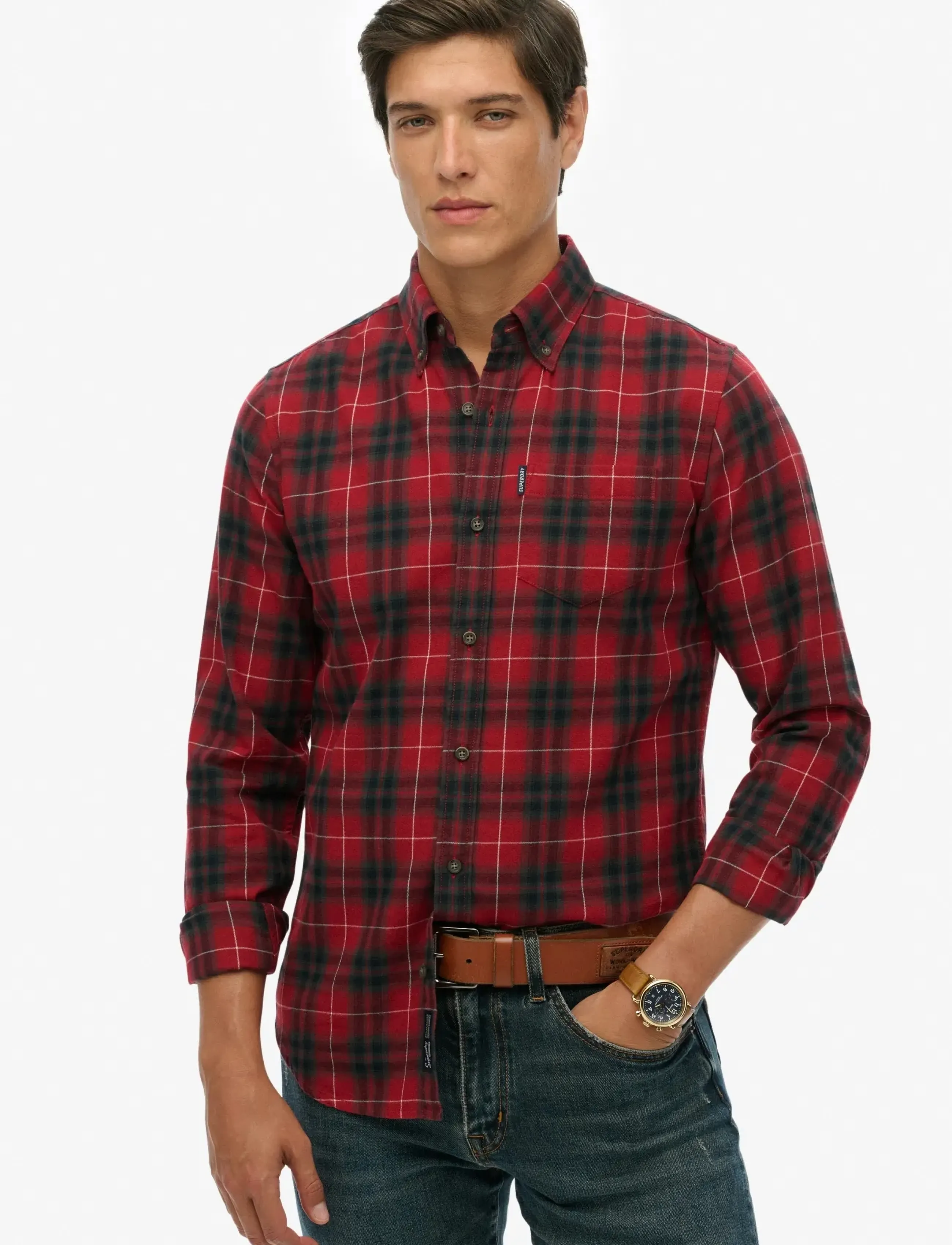 Superdry VINTAGE CHECK SHIRT - Kläder - HOXTON CHECK RED / red