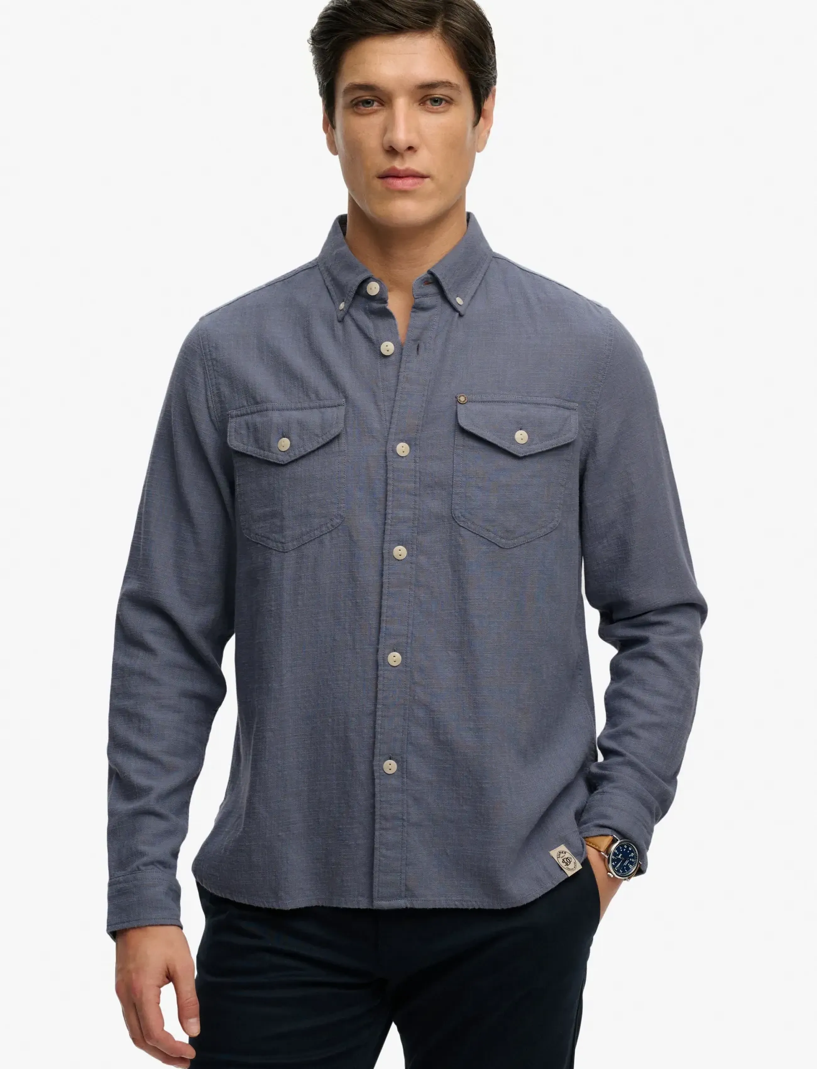 Superdry MERCHANT LITE L/S SHIRT - Casual skjorter - FLINT BLUE / blue