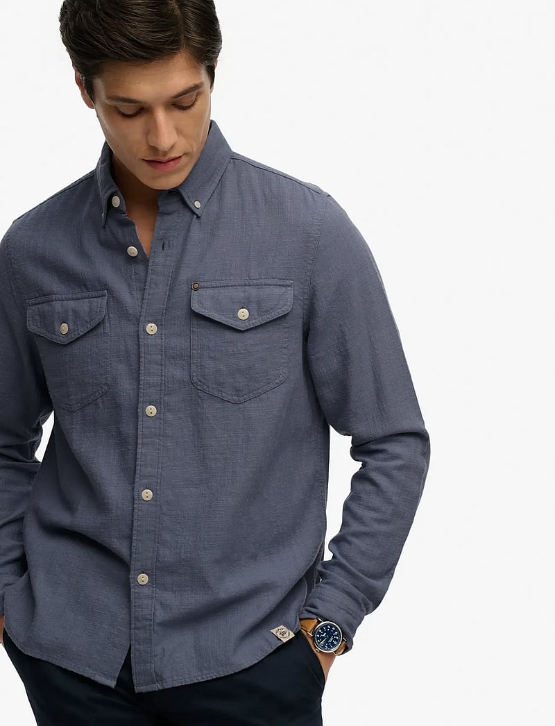 Superdry - MERCHANT LITE L/S SHIRT - casual skjorter - flint blue - 4