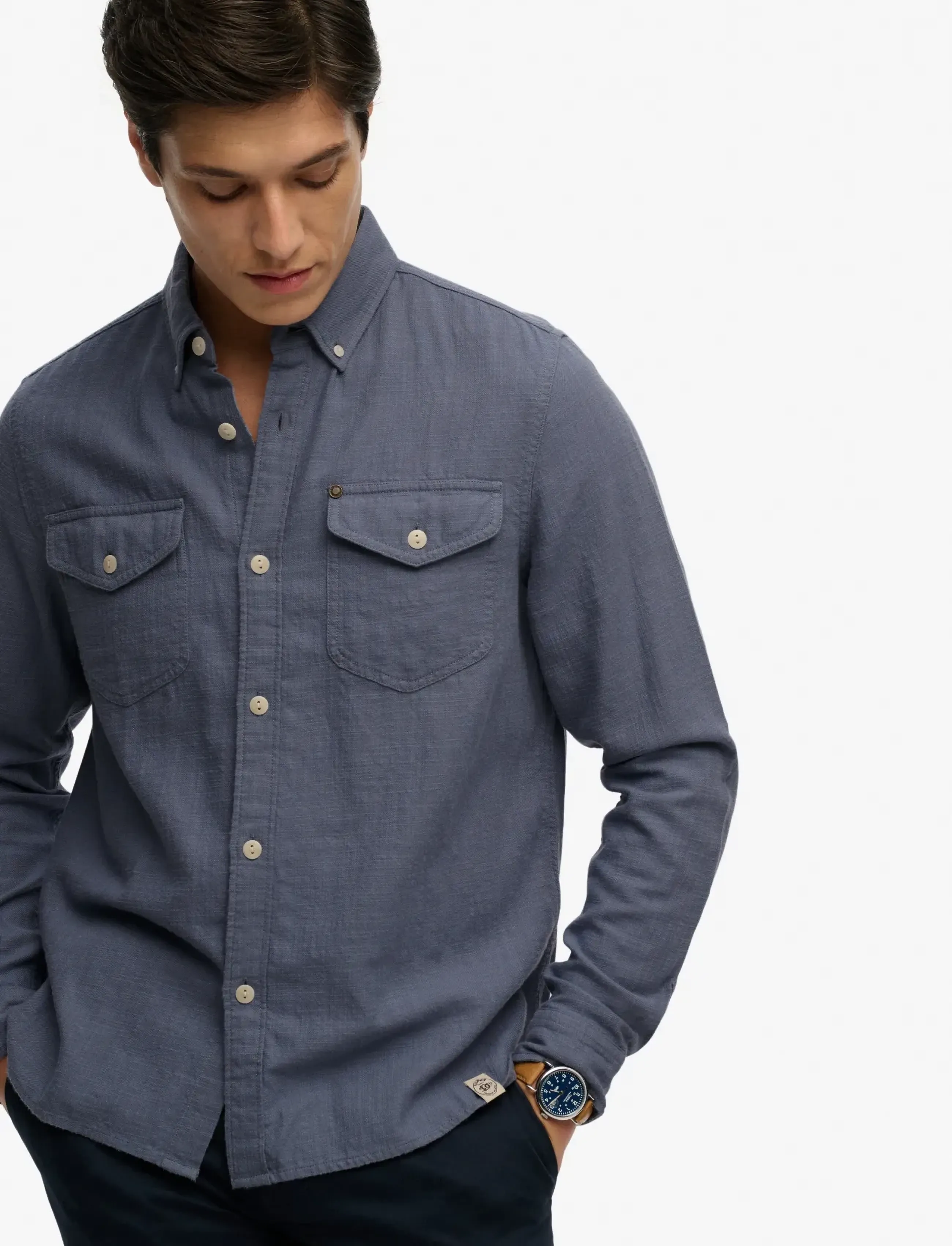 Superdry - MERCHANT LITE L/S SHIRT - casual shirts - flint blue - 4