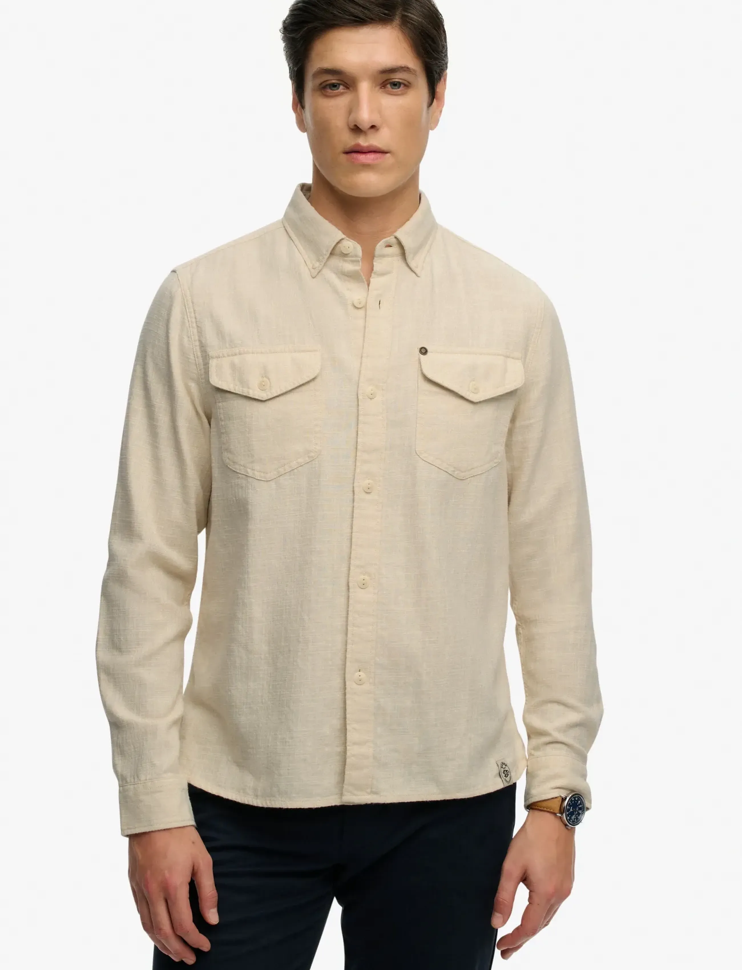 Superdry MERCHANT LITE L/S SHIRT - Last chance - RIFF WHITE / beige
