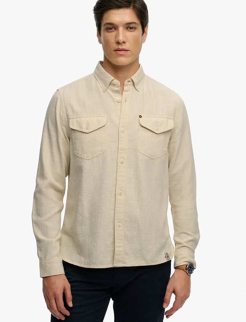 Superdry - MERCHANT LITE L/S SHIRT - casual hemden - riff white - 0