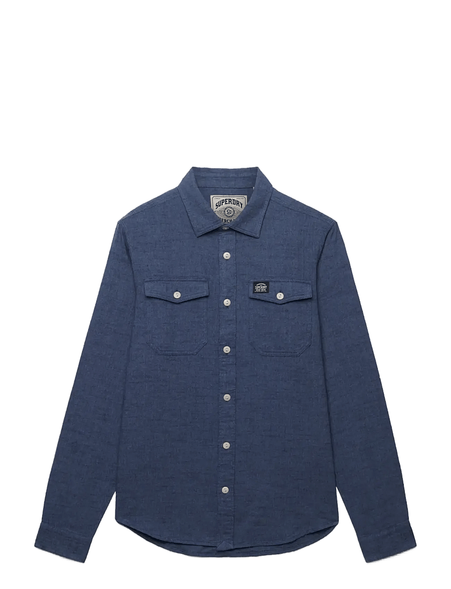 Superdry - HERRINGBONE WORKWEAR SHIRT - flint blue slub - 1