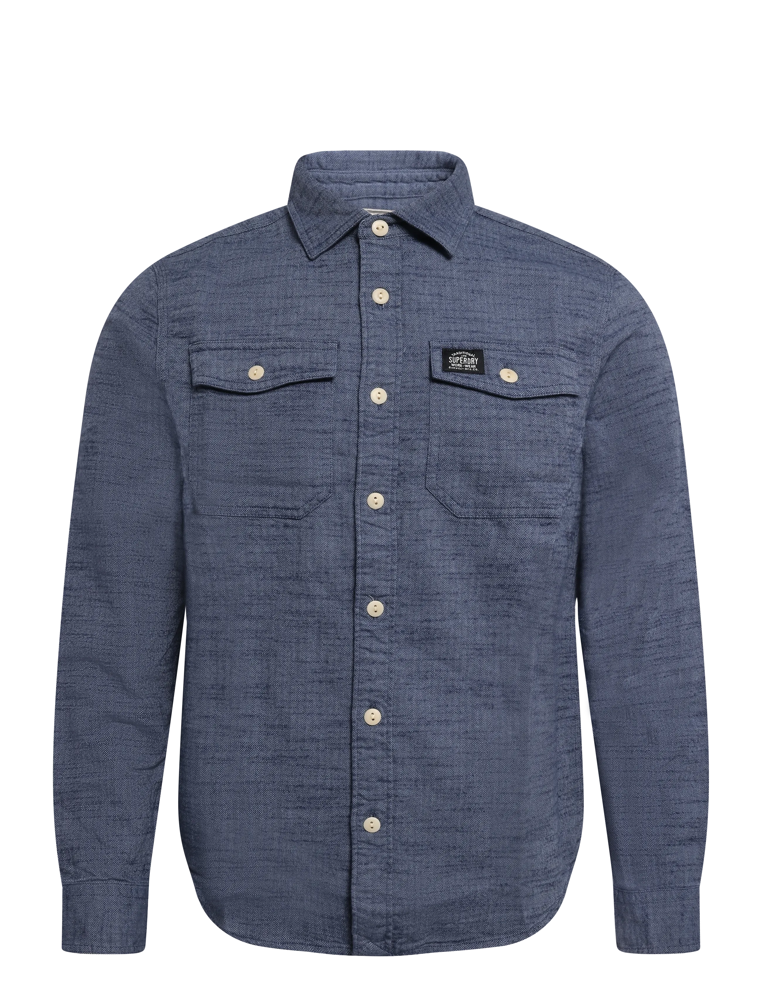Superdry - HERRINGBONE WORKWEAR SHIRT - avslappede skjorter - flint blue slub - 1