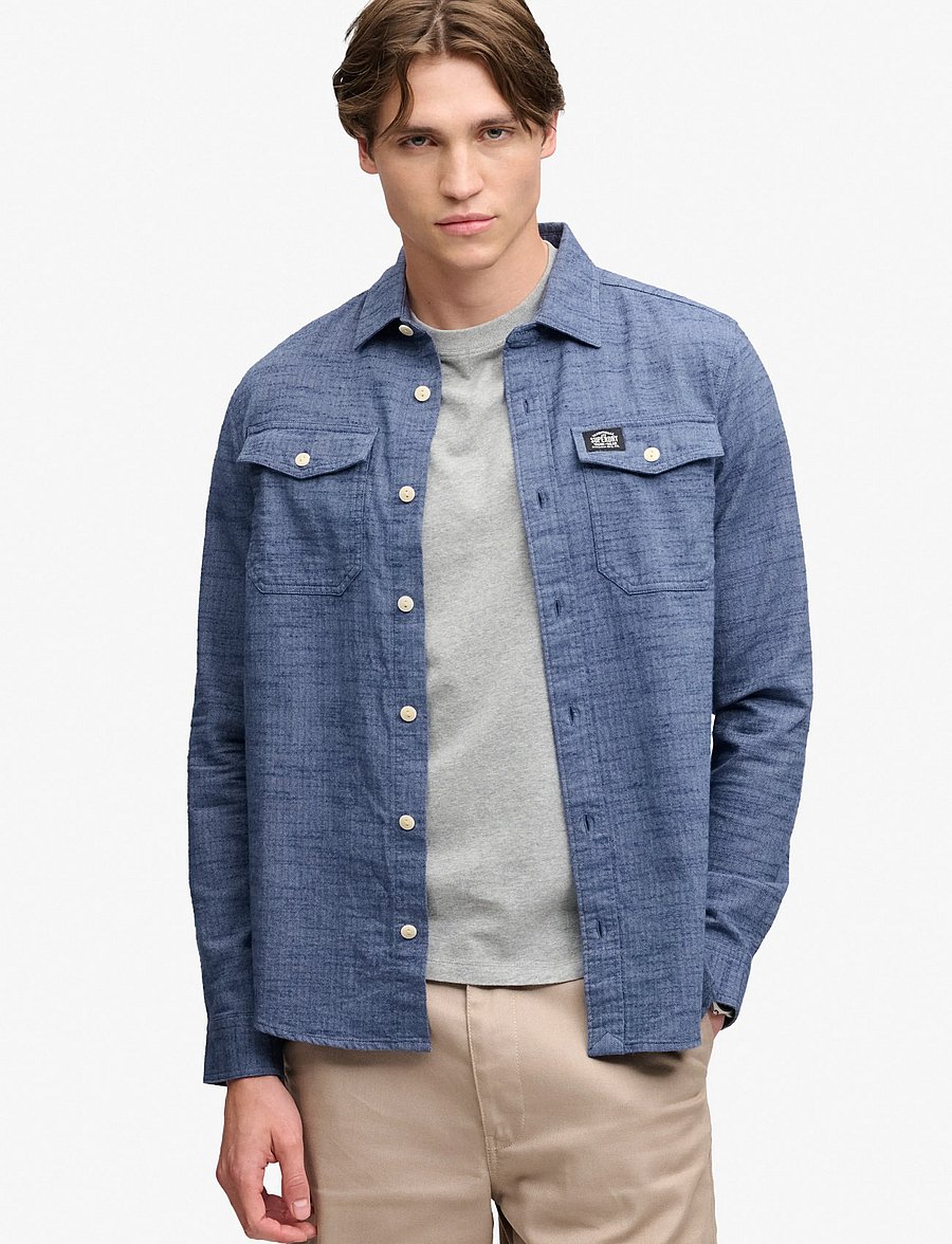 Superdry - HERRINGBONE WORKWEAR SHIRT - flint blue slub - 0