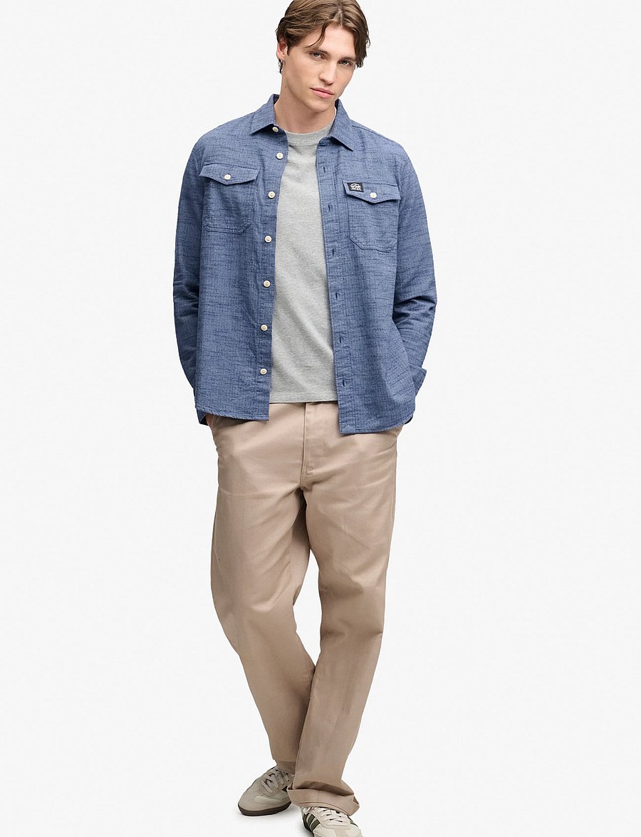 Superdry - HERRINGBONE WORKWEAR SHIRT - flint blue slub - 5