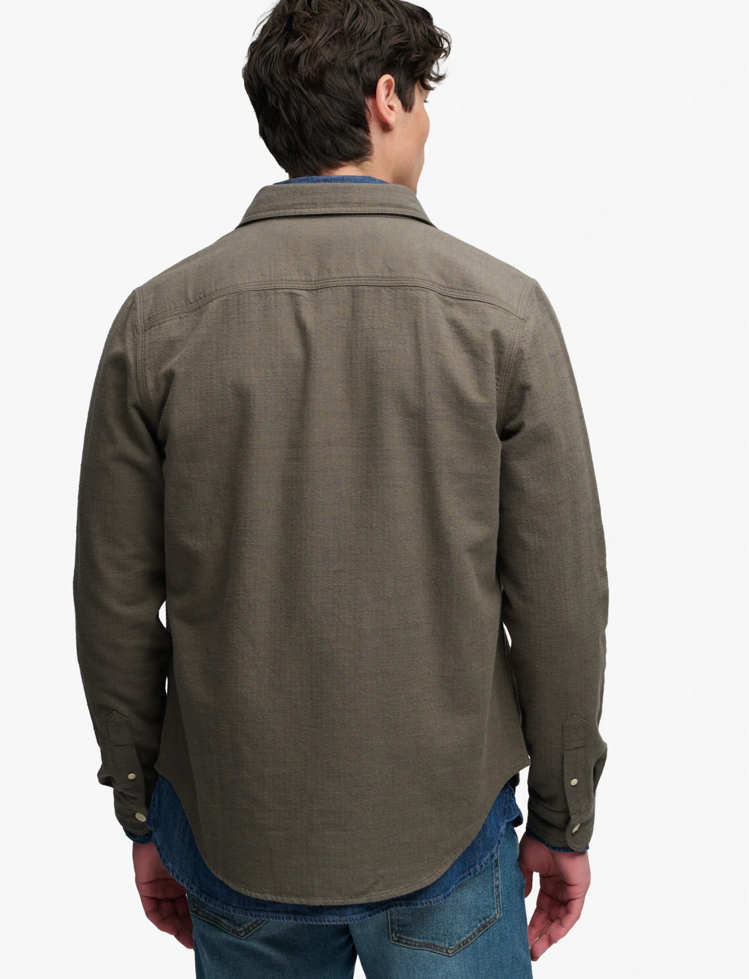 Superdry - HERRINGBONE WORKWEAR SHIRT - olive green slub - 2