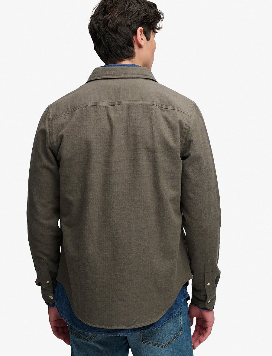 Superdry - HERRINGBONE WORKWEAR SHIRT - olive green slub - 2