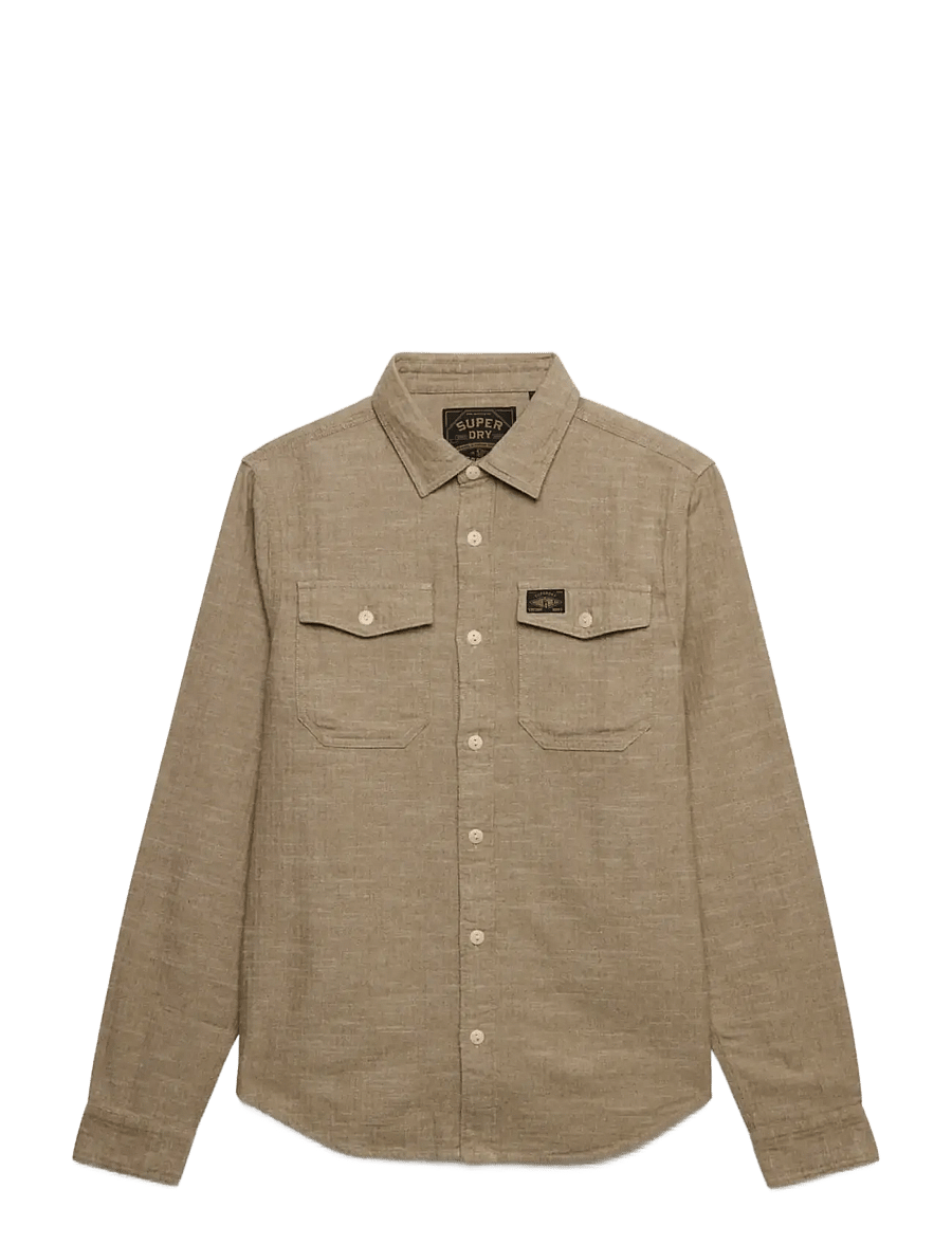 Superdry - HERRINGBONE WORKWEAR SHIRT - tobacco brown slub - 1