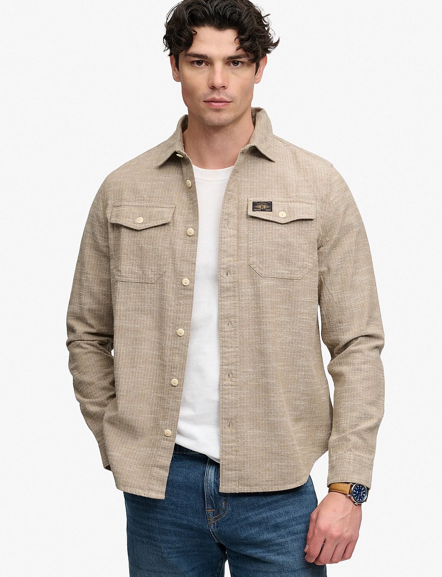 Superdry - HERRINGBONE WORKWEAR SHIRT - tobacco brown slub - 0