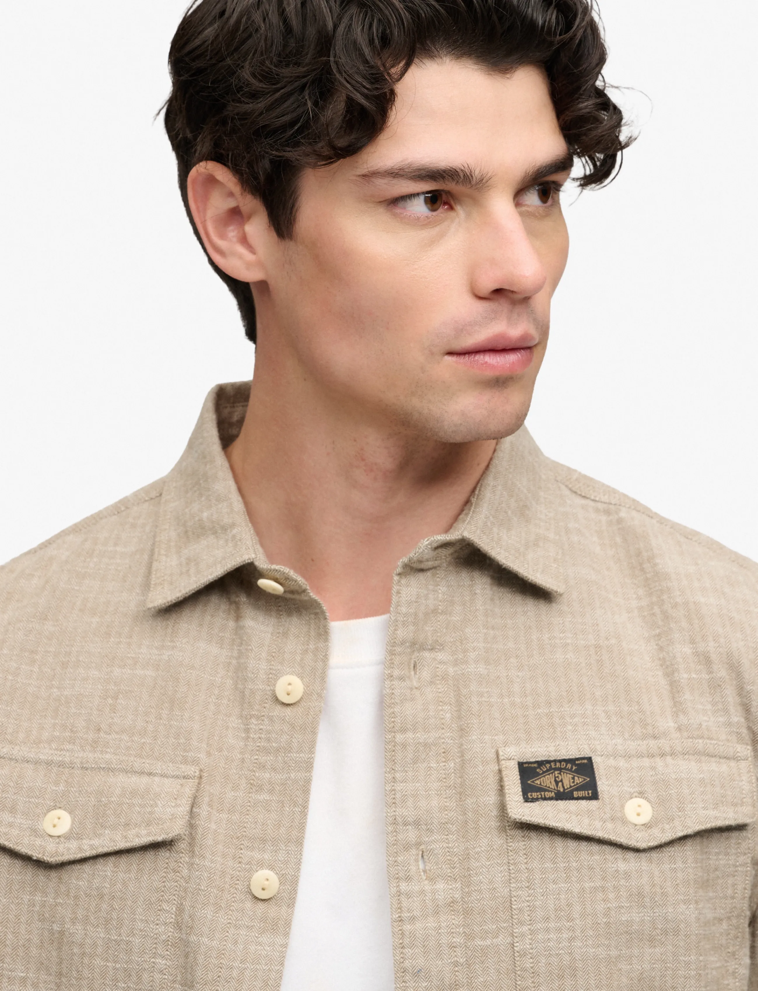 Superdry - HERRINGBONE WORKWEAR SHIRT - tobacco brown slub - 3