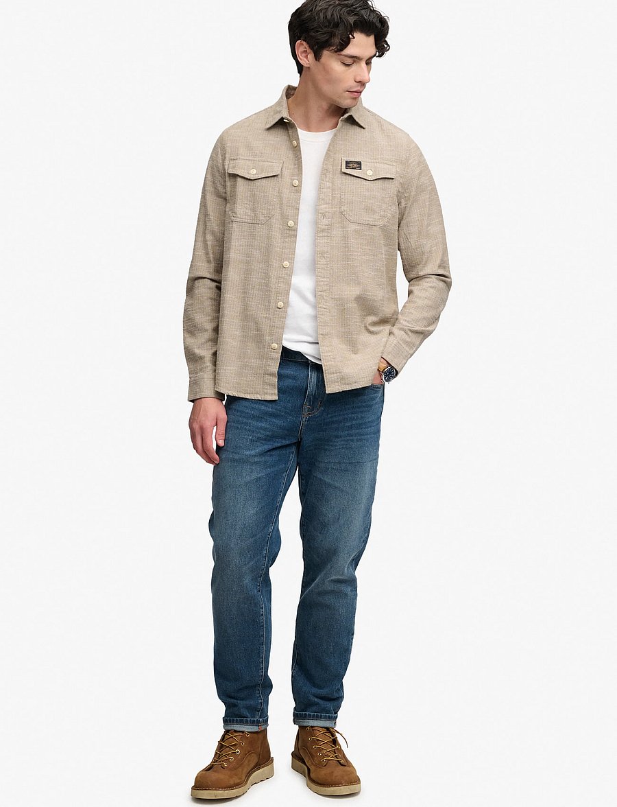 Superdry - HERRINGBONE WORKWEAR SHIRT - tobacco brown slub - 5