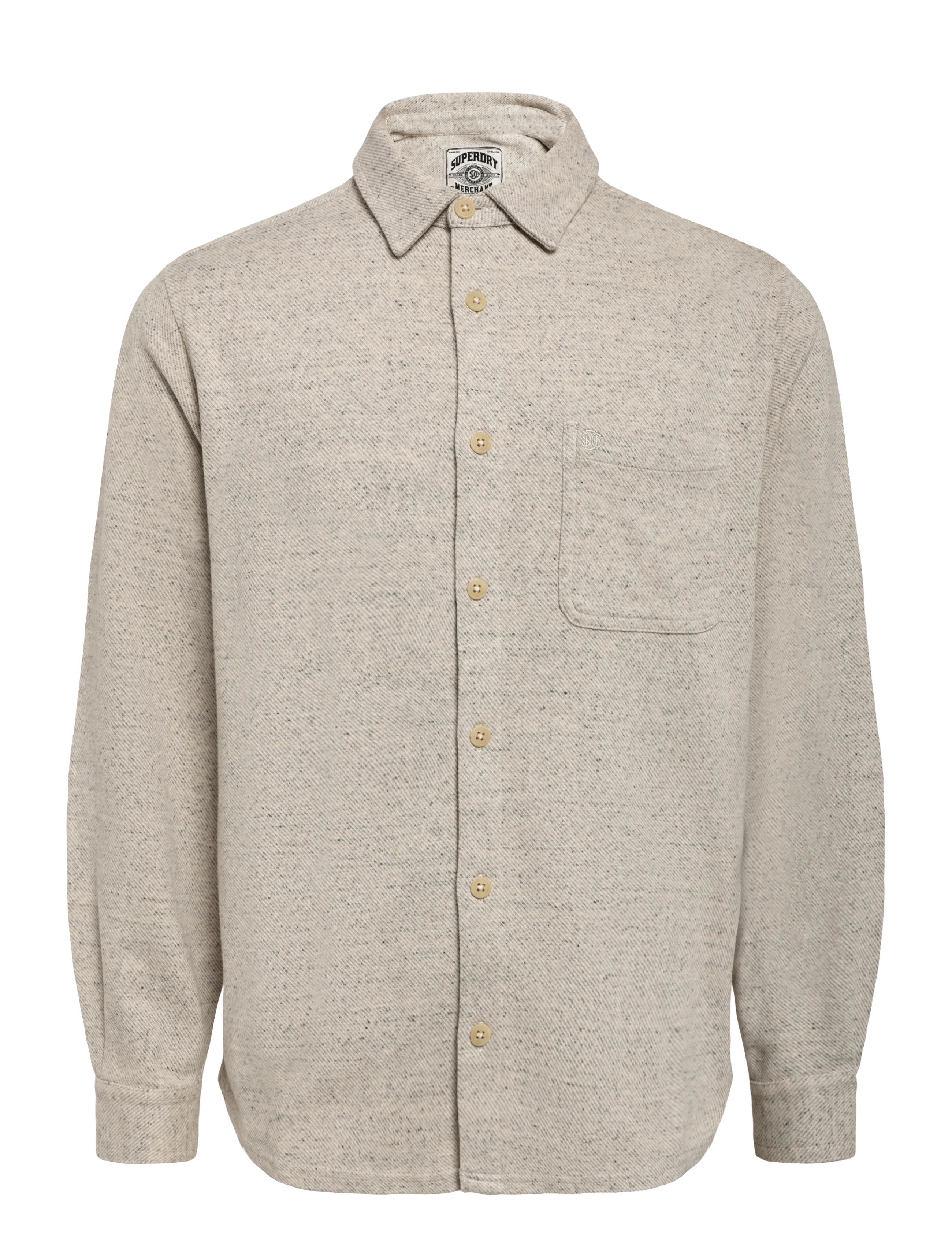 Superdry TWILL TWEED JERSEY SHIRT - Shirts - ECRU TWEED / cream