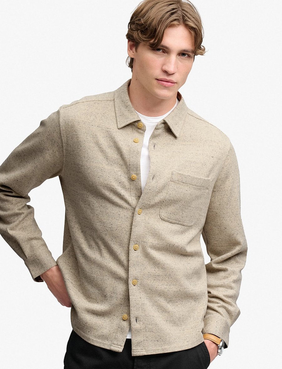 Superdry - TWILL TWEED JERSEY SHIRT - freizeithemden - ecru tweed - 0