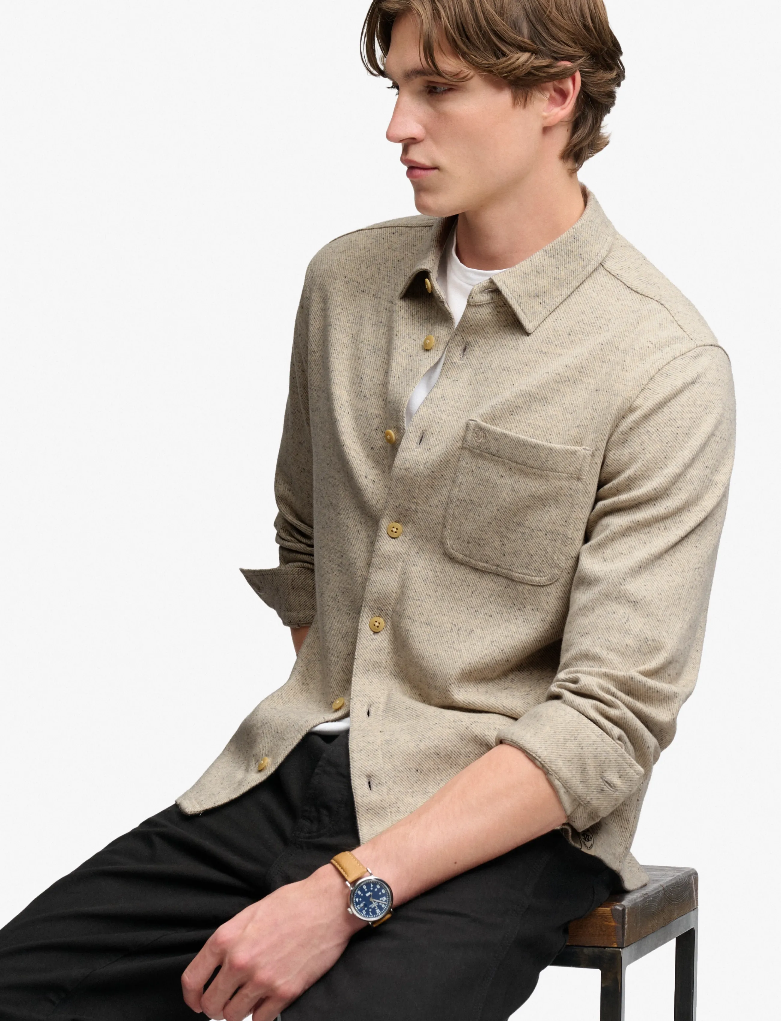 Superdry - TWILL TWEED JERSEY SHIRT - freizeithemden - ecru tweed - 4
