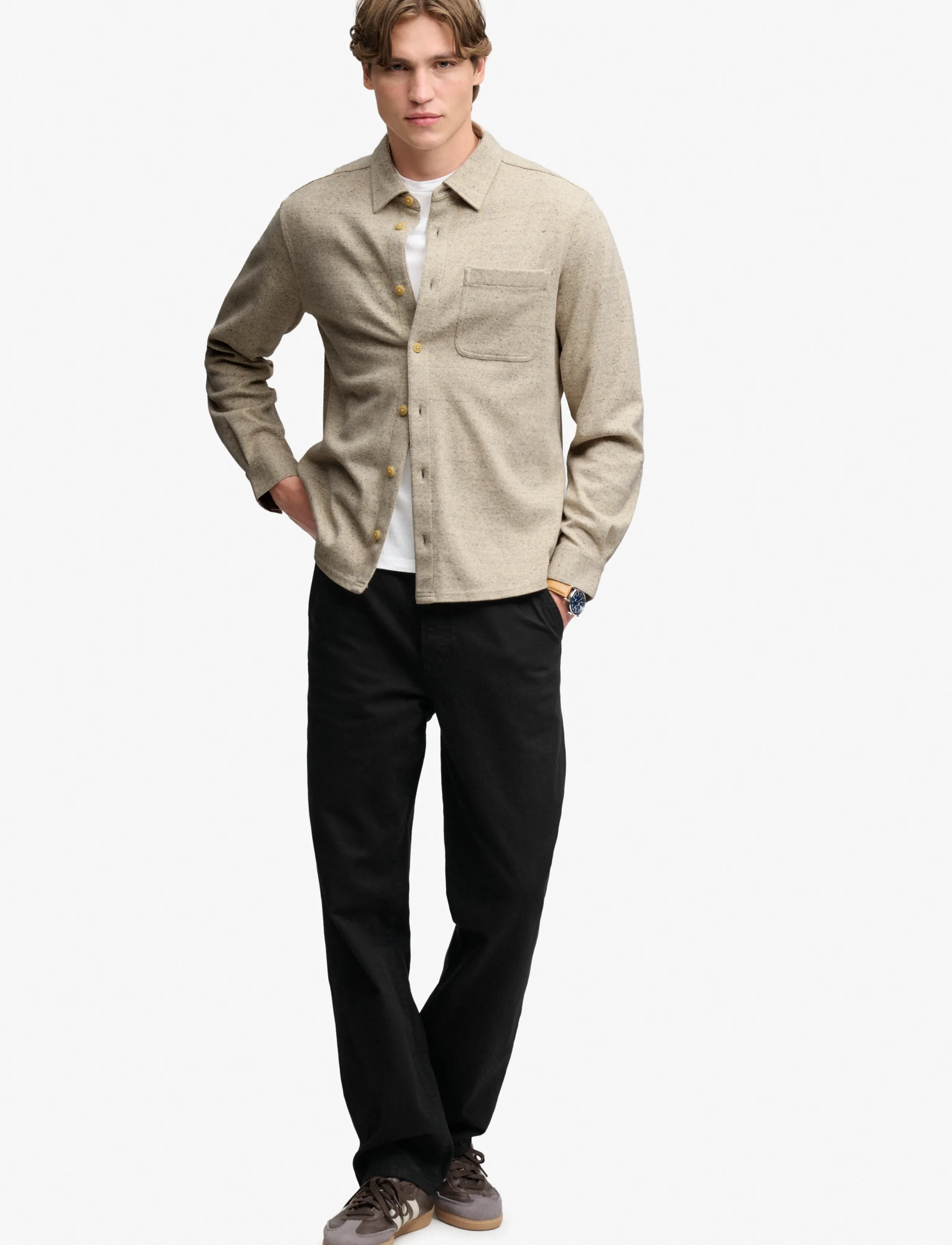 Superdry - TWILL TWEED JERSEY SHIRT - freizeithemden - ecru tweed - 5