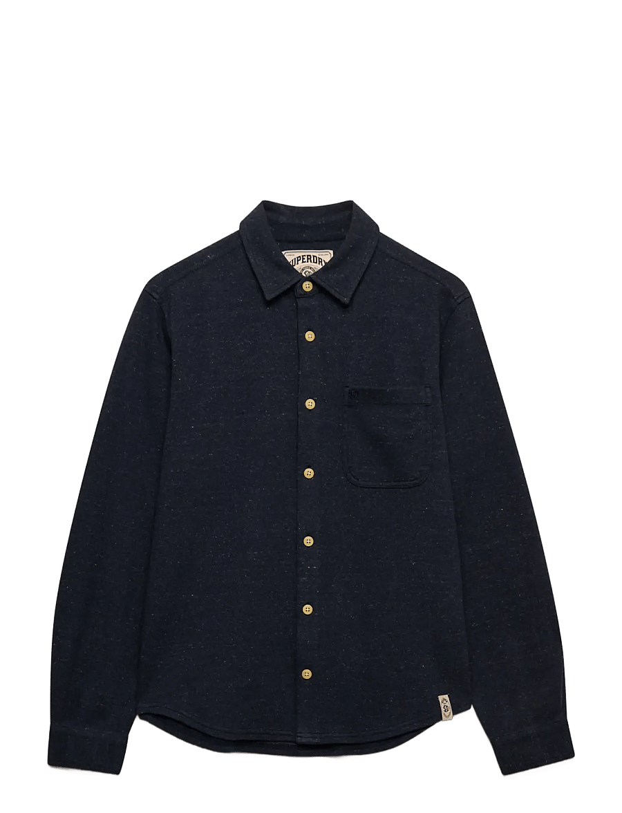 Superdry - TWILL TWEED JERSEY SHIRT - casual shirts - navy tweed - 1