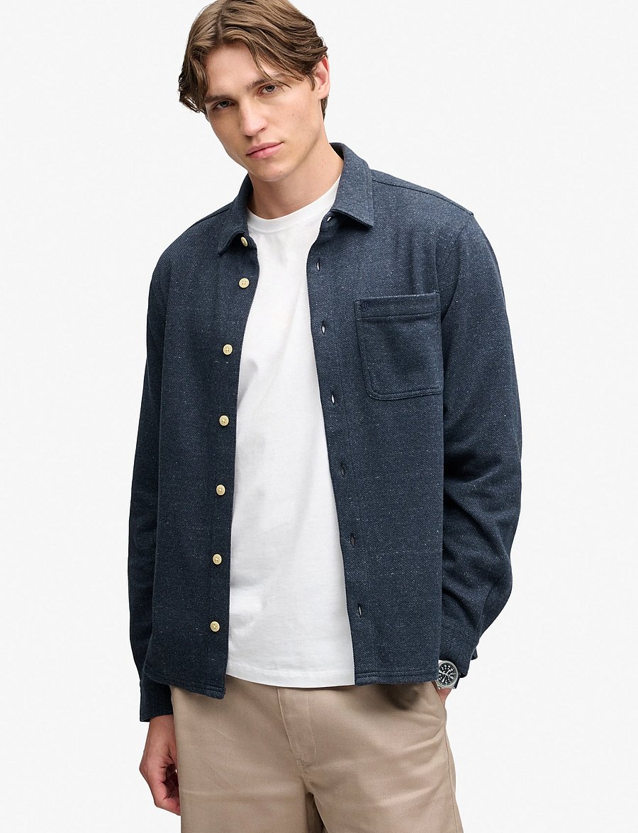 Superdry - TWILL TWEED JERSEY SHIRT - casual shirts - navy tweed - 0