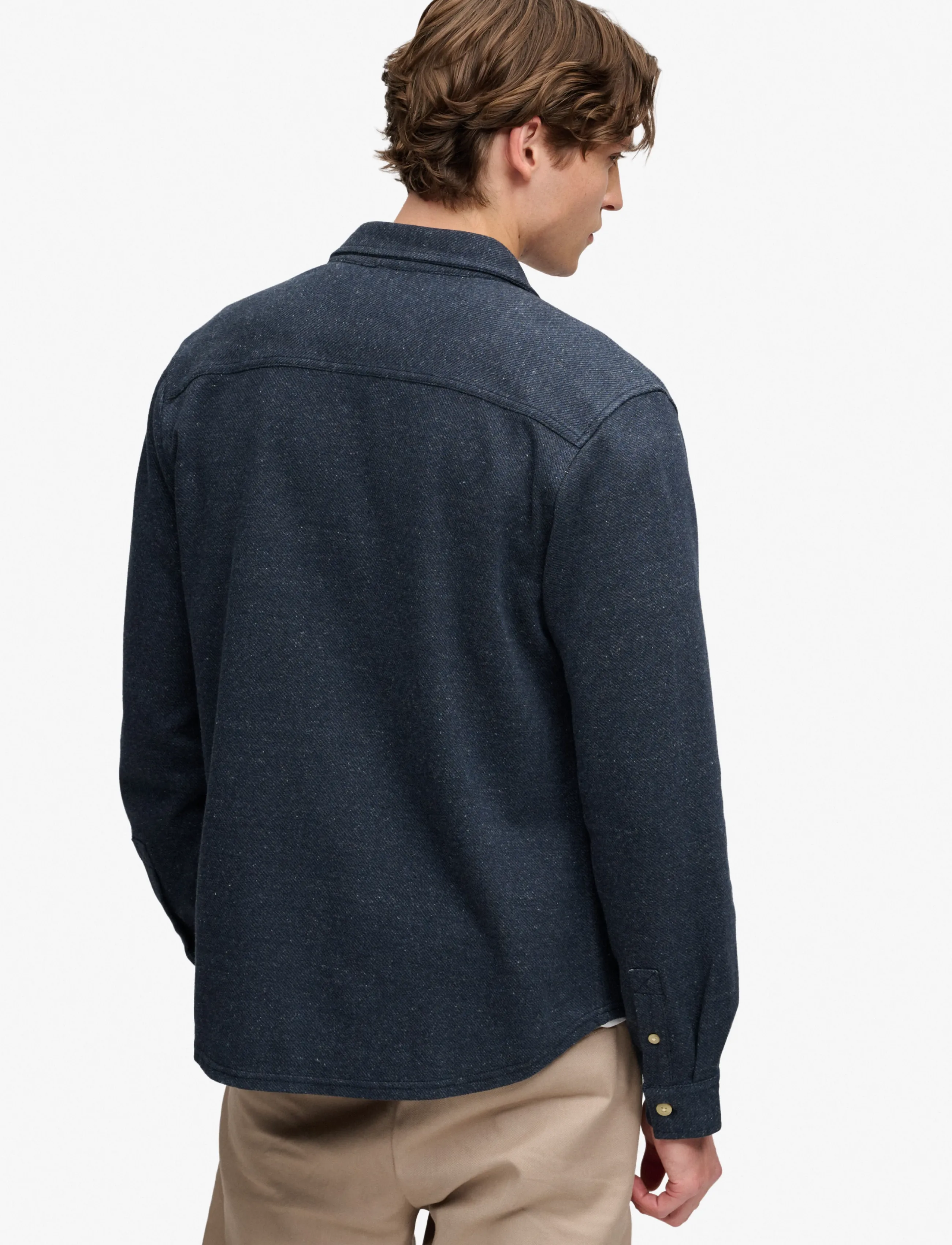 Superdry - TWILL TWEED JERSEY SHIRT - casual shirts - navy tweed - 2