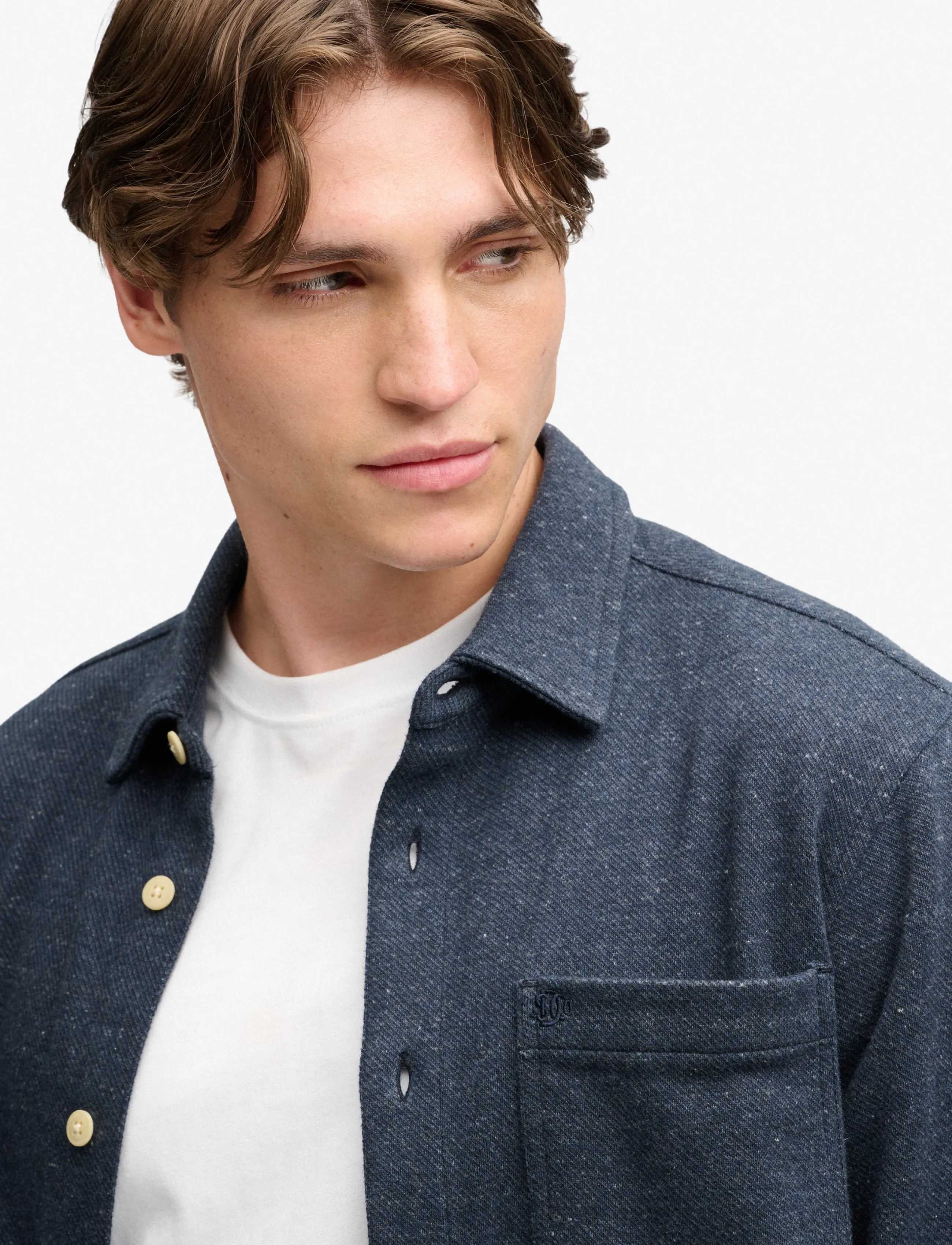 Superdry - TWILL TWEED JERSEY SHIRT - casual shirts - navy tweed - 3