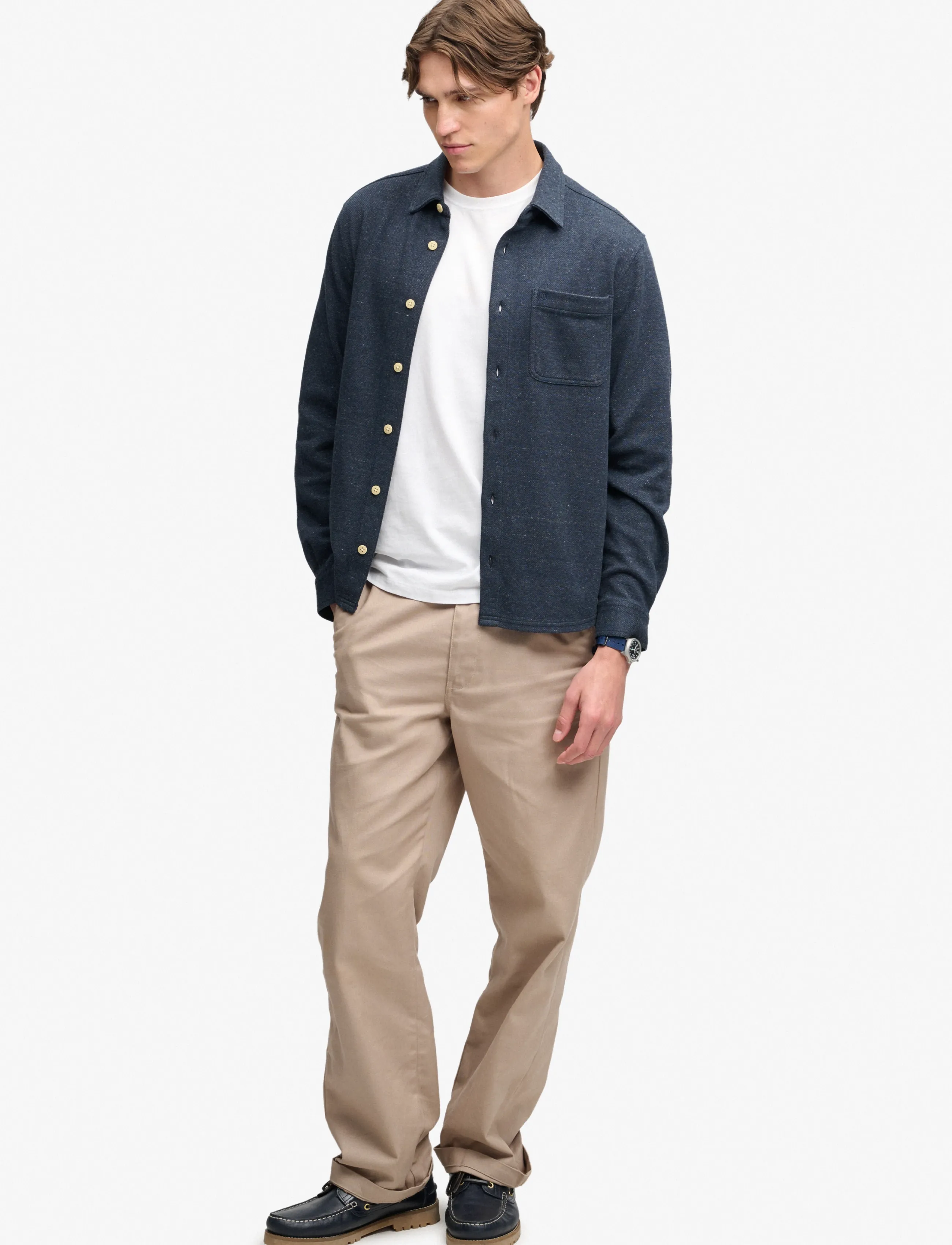 Superdry - TWILL TWEED JERSEY SHIRT - casual shirts - navy tweed - 5