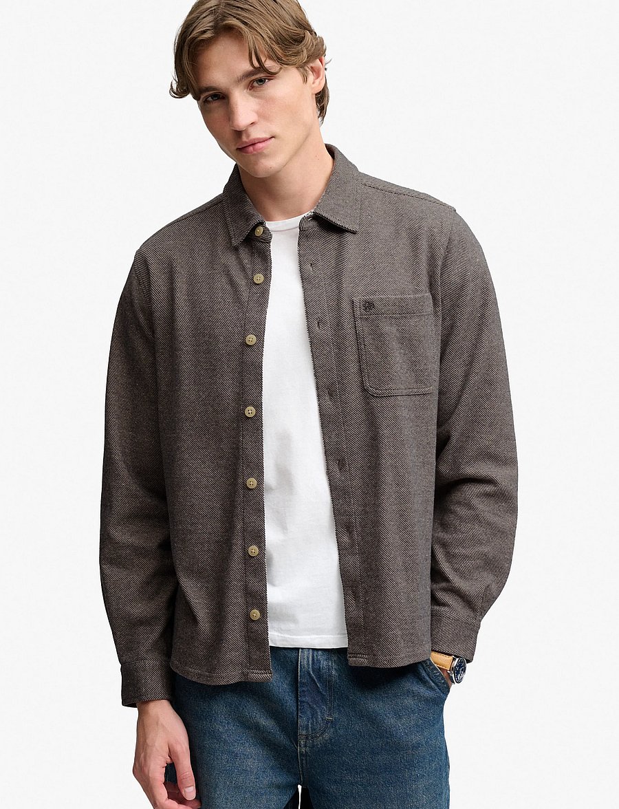 Superdry - TWILL TWEED JERSEY SHIRT - casual shirts - taupe tweed - 0
