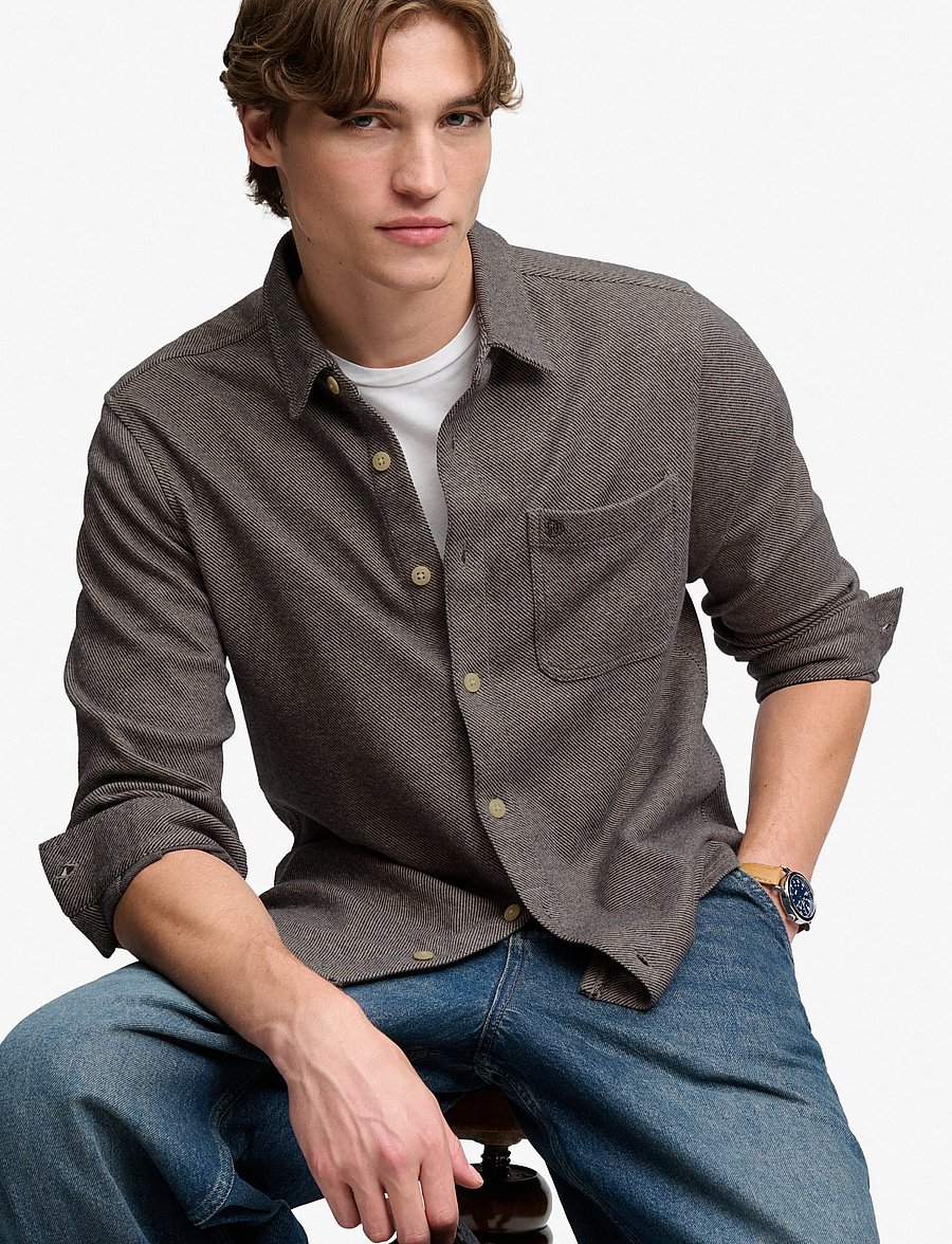 Superdry - TWILL TWEED JERSEY SHIRT - casual shirts - taupe tweed - 4