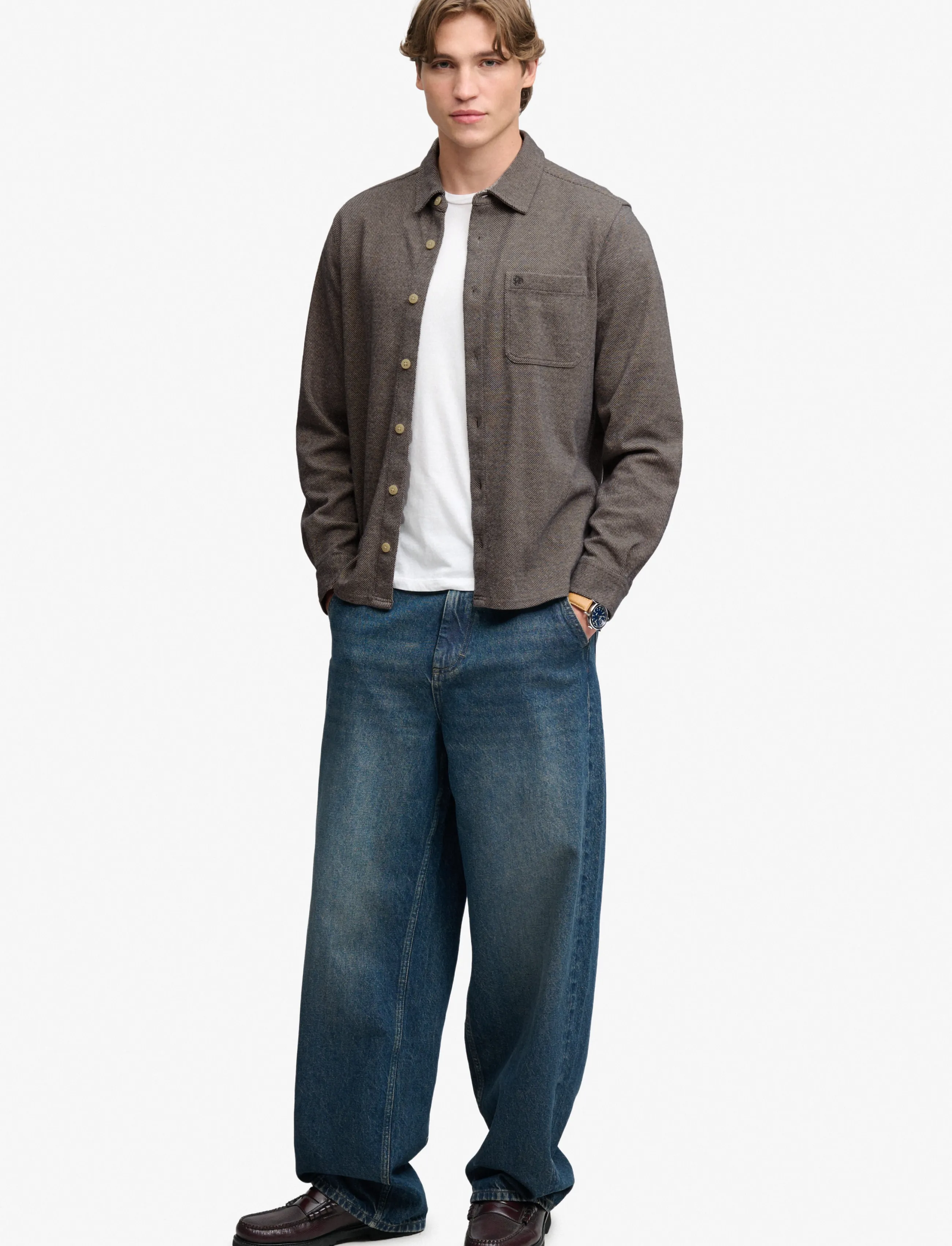 Superdry - TWILL TWEED JERSEY SHIRT - casual shirts - taupe tweed - 5