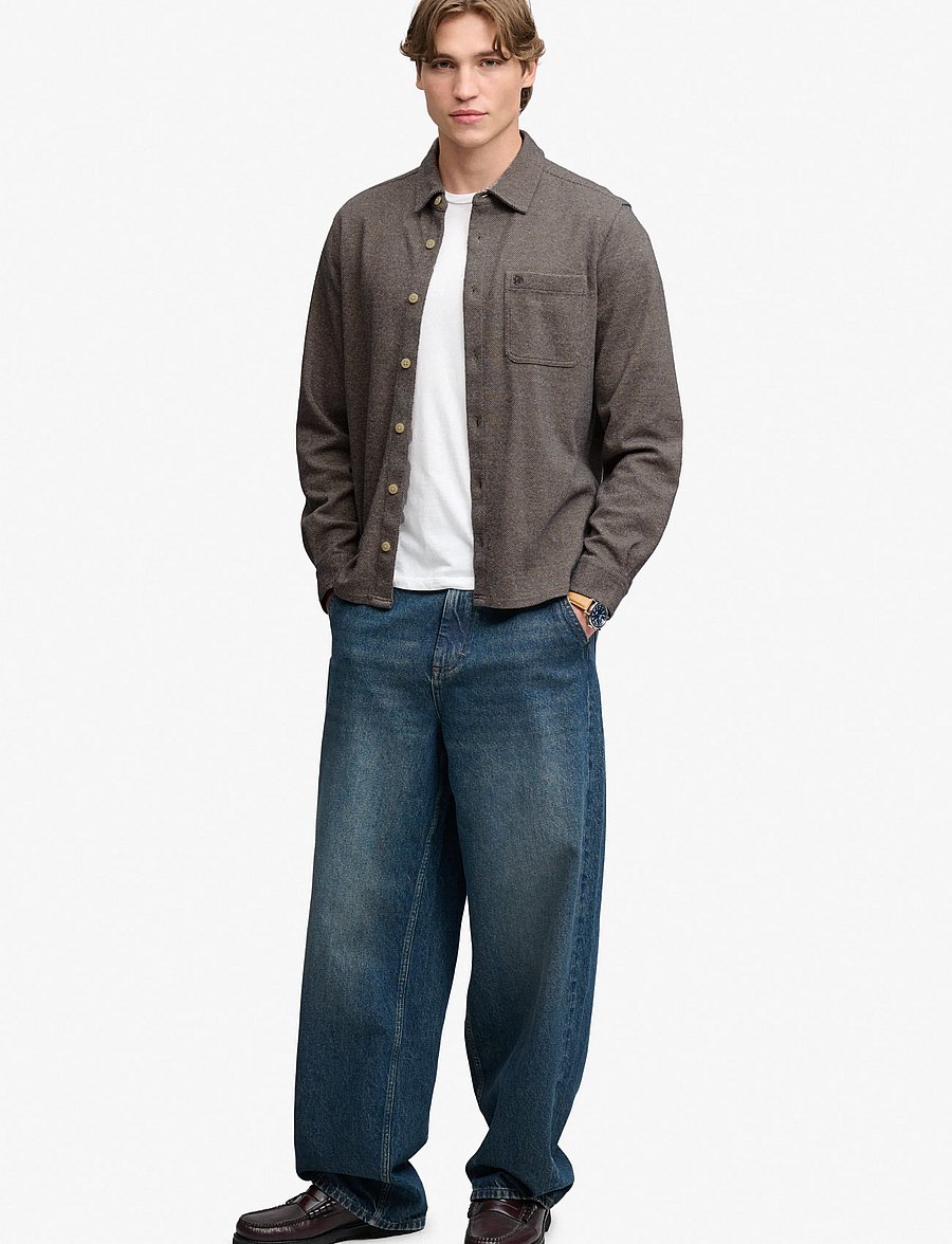 Superdry - TWILL TWEED JERSEY SHIRT - casual shirts - taupe tweed - 5