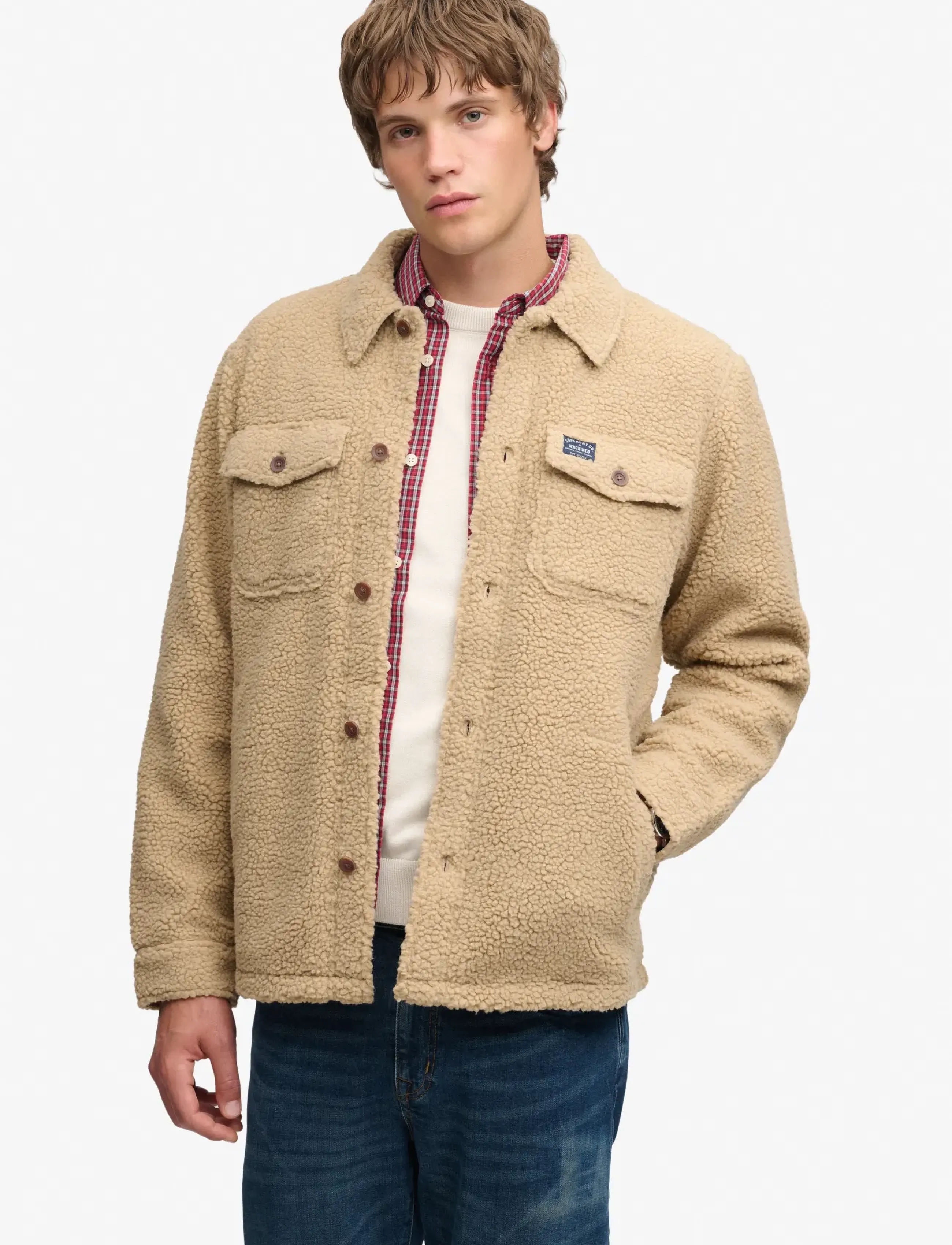 Superdry RETRO FLEECE OVERSHIRT - Säsongens färger - CLASSIC TAN BROWN / brown