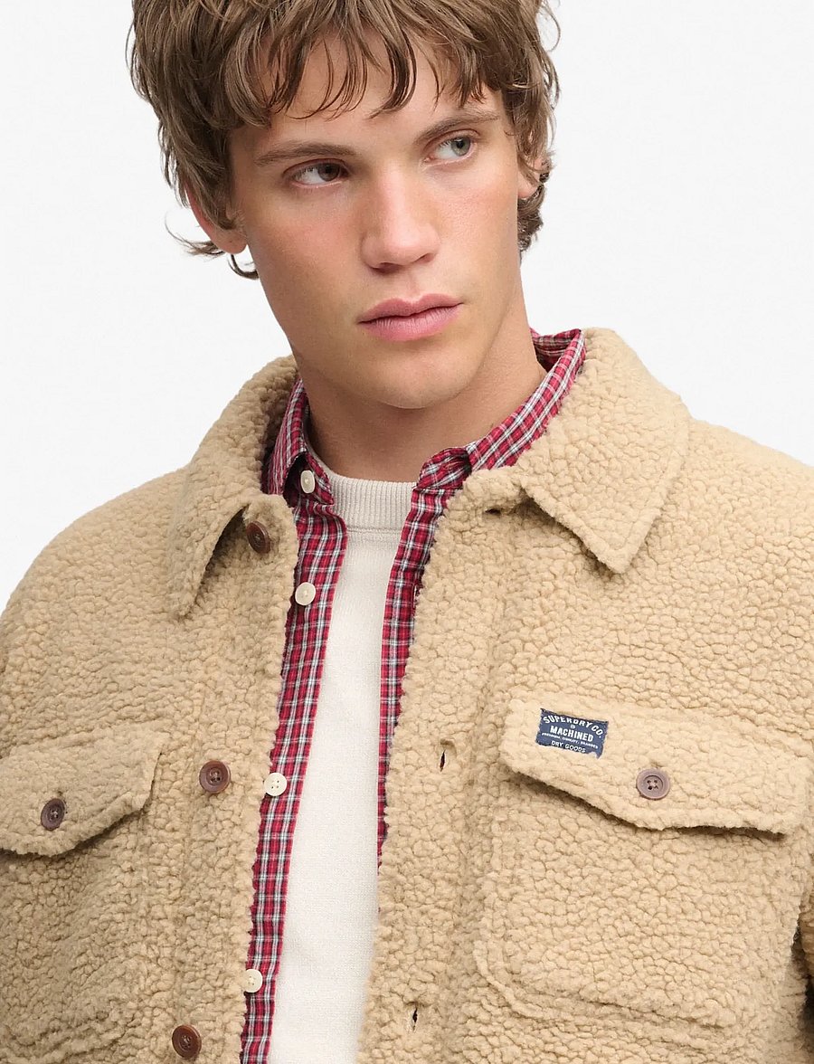 Superdry - RETRO FLEECE OVERSHIRT - höstjackor - classic tan brown - 3