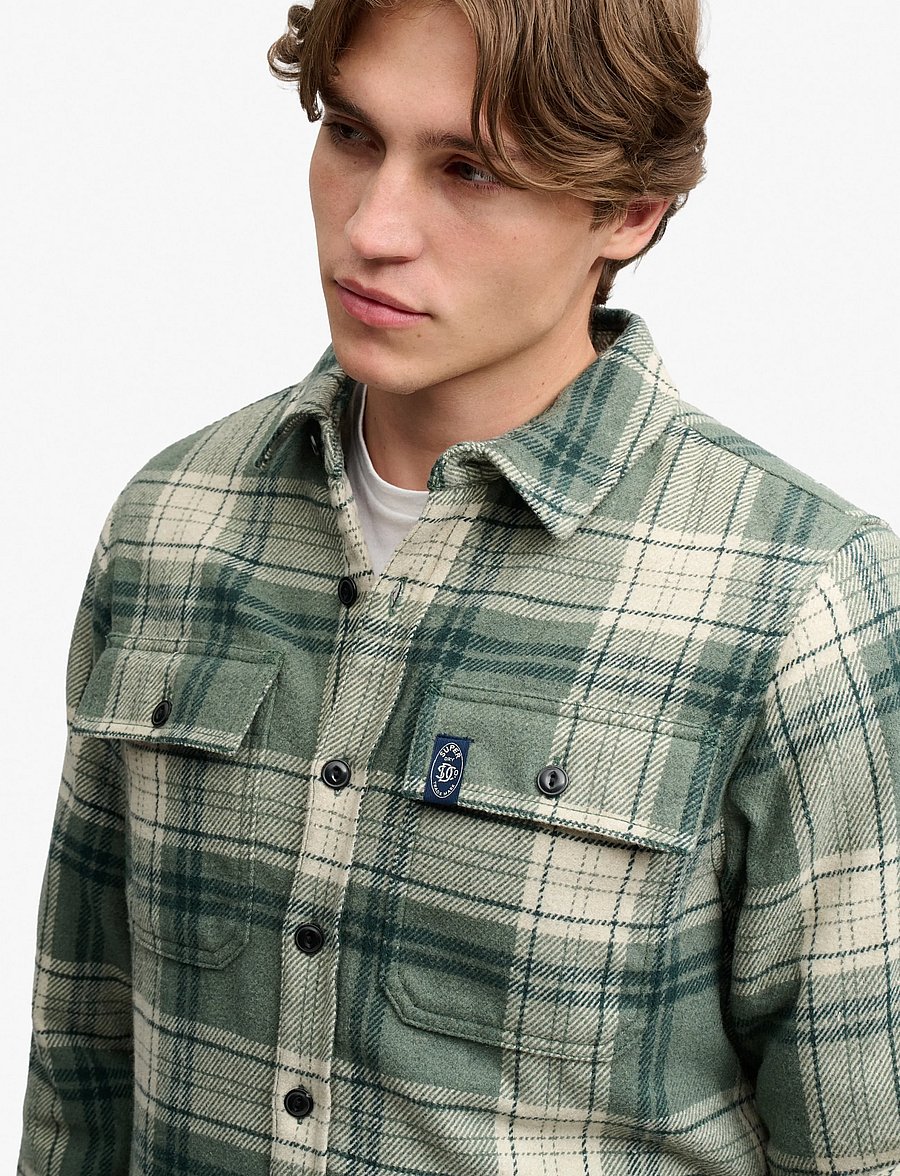 Superdry - BORG LINED MILLER OVERSHIRT - jacken - green check - 3