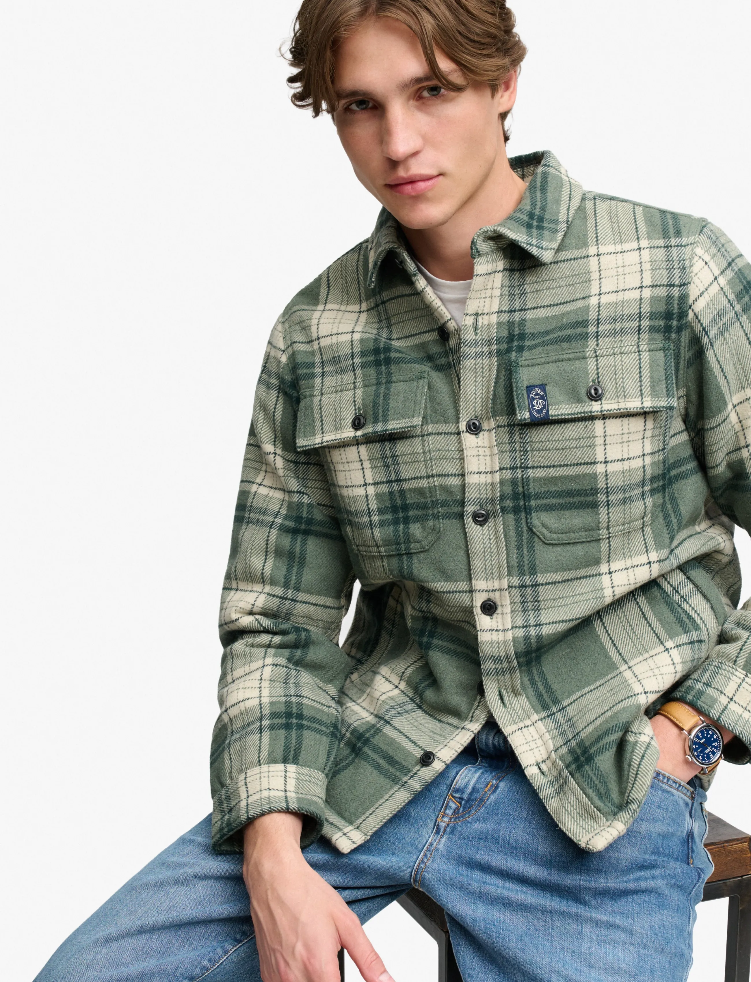 Superdry - BORG LINED MILLER OVERSHIRT - green check - 4