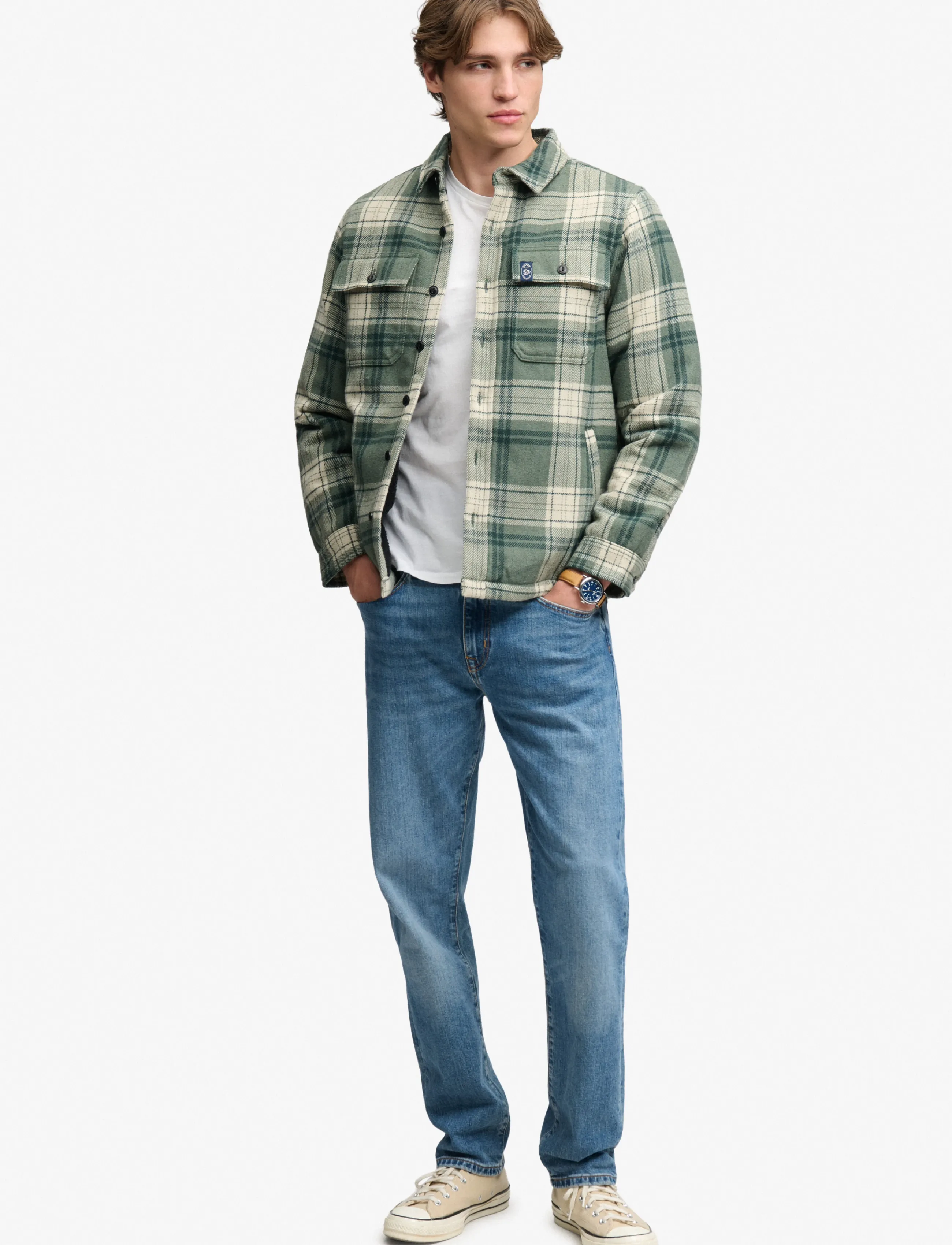 Superdry - BORG LINED MILLER OVERSHIRT - green check - 5