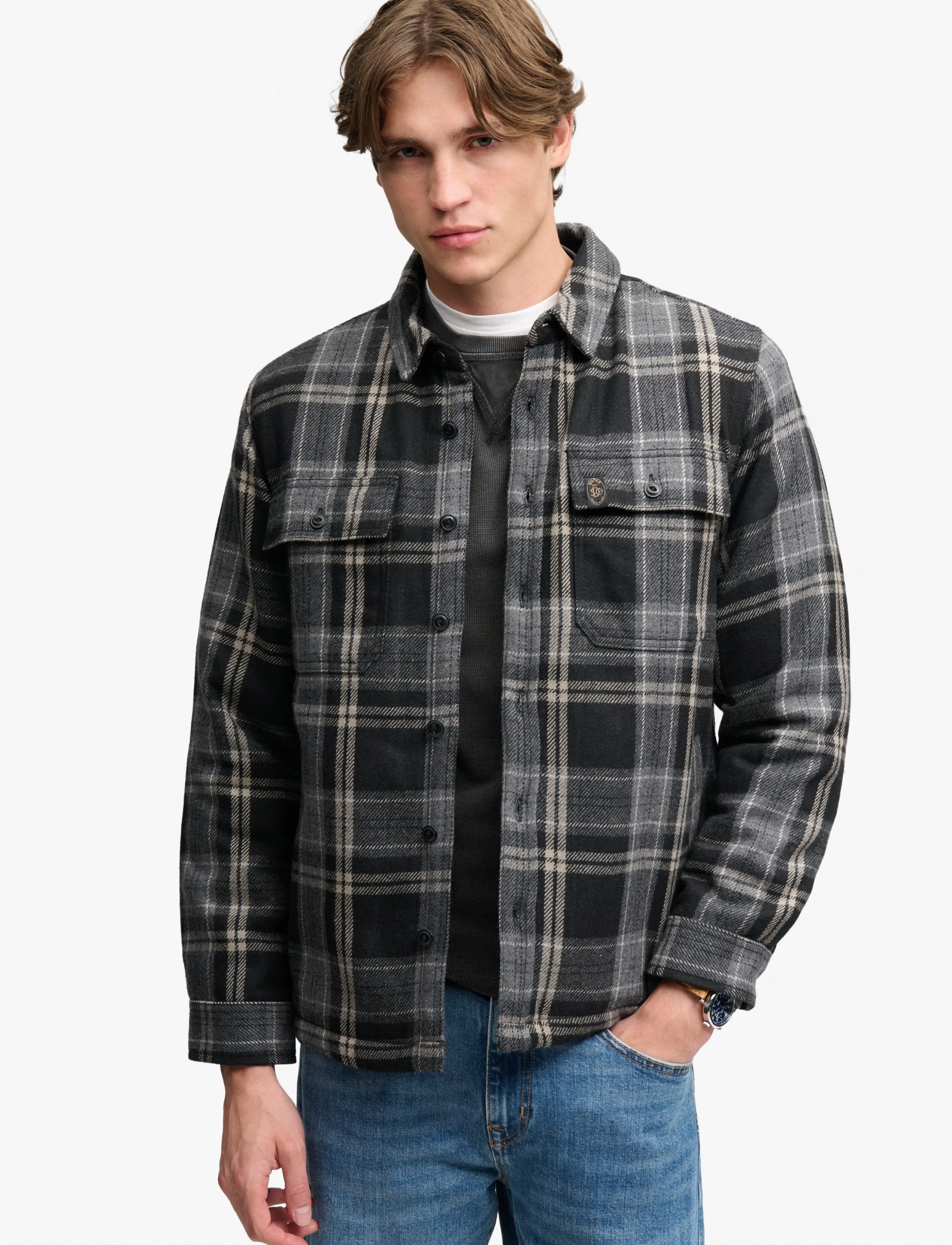 Superdry - BORG LINED MILLER OVERSHIRT - peyton check black - 0