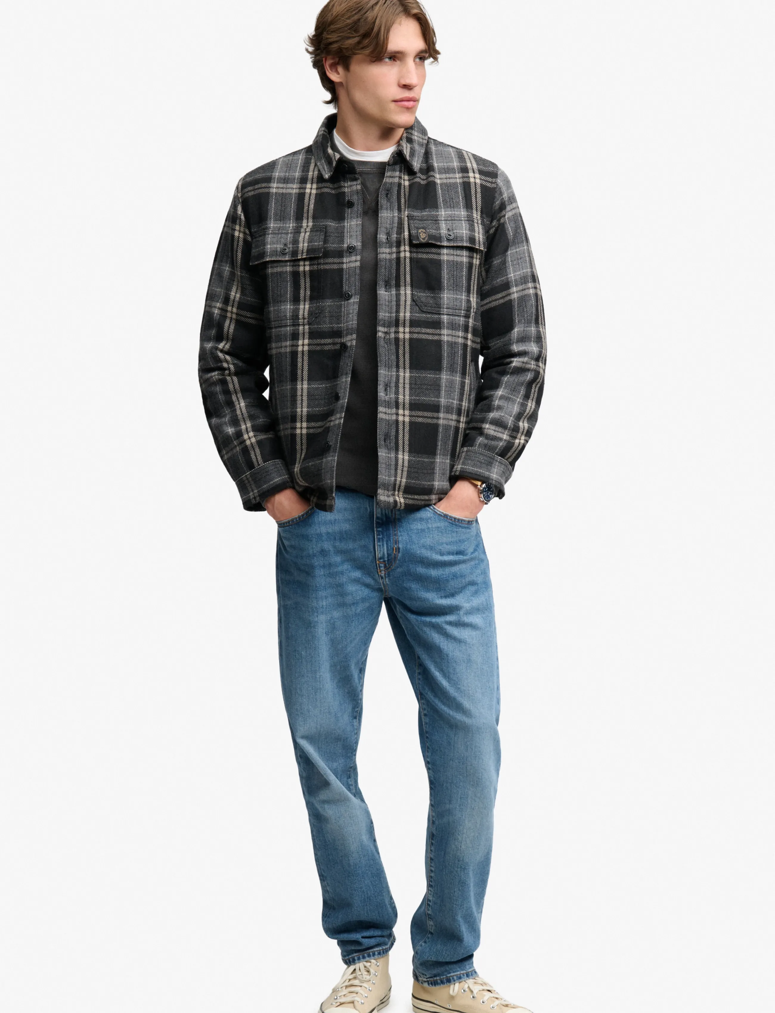 Superdry - BORG LINED MILLER OVERSHIRT - peyton check black - 5