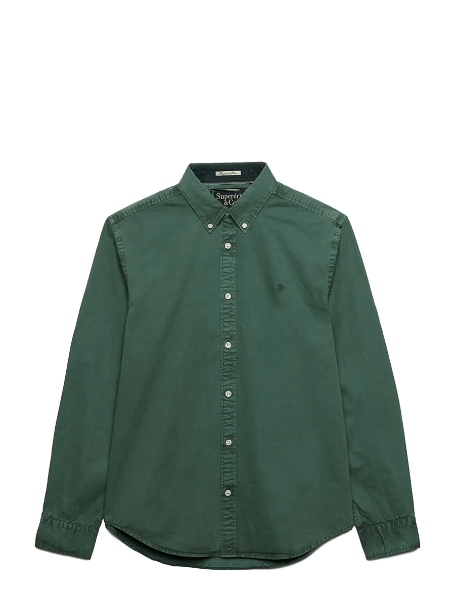 Superdry - GARMENT DYED L/S SHIRT - oxfordi särgid - tumbled green - 1