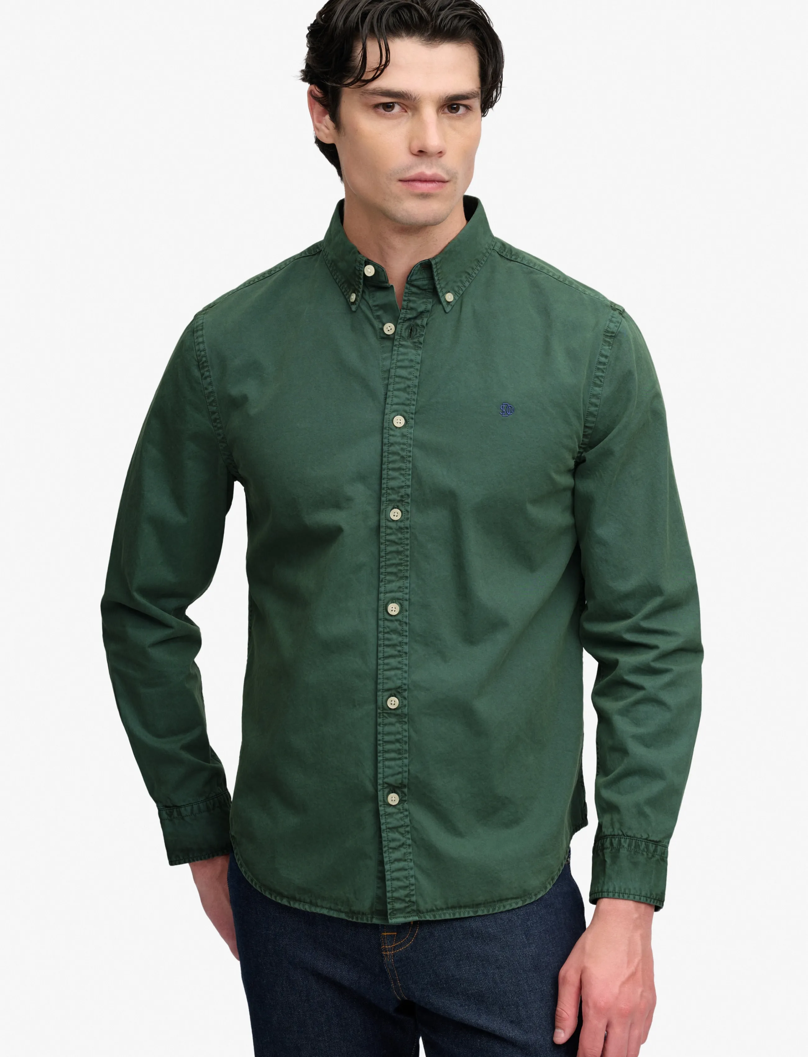 Superdry GARMENT DYED L/S SHIRT - Riided - TUMBLED GREEN / green
