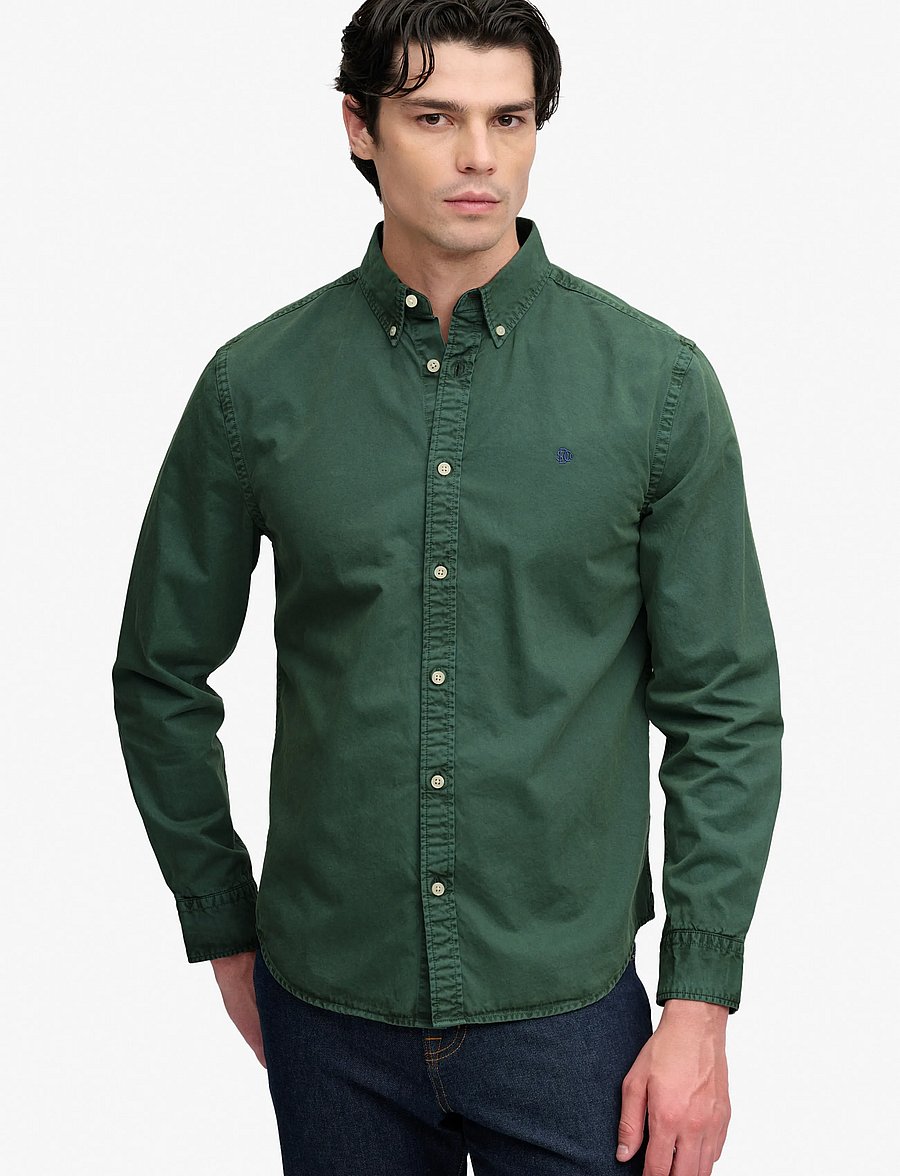 Superdry - GARMENT DYED L/S SHIRT - oxfordi särgid - tumbled green - 0