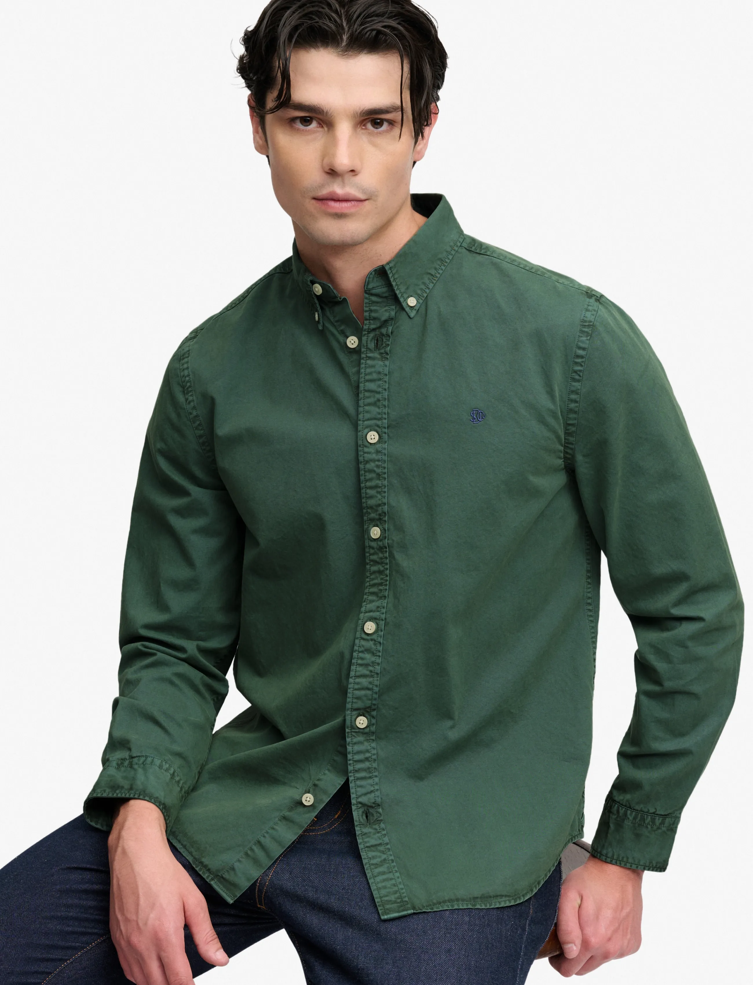 Superdry - GARMENT DYED L/S SHIRT - oxfordi särgid - tumbled green - 5