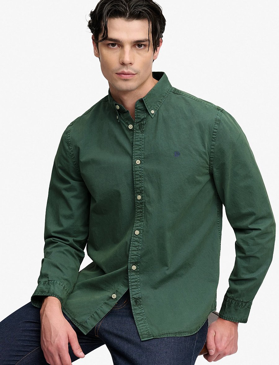 Superdry - GARMENT DYED L/S SHIRT - oxfordi särgid - tumbled green - 5