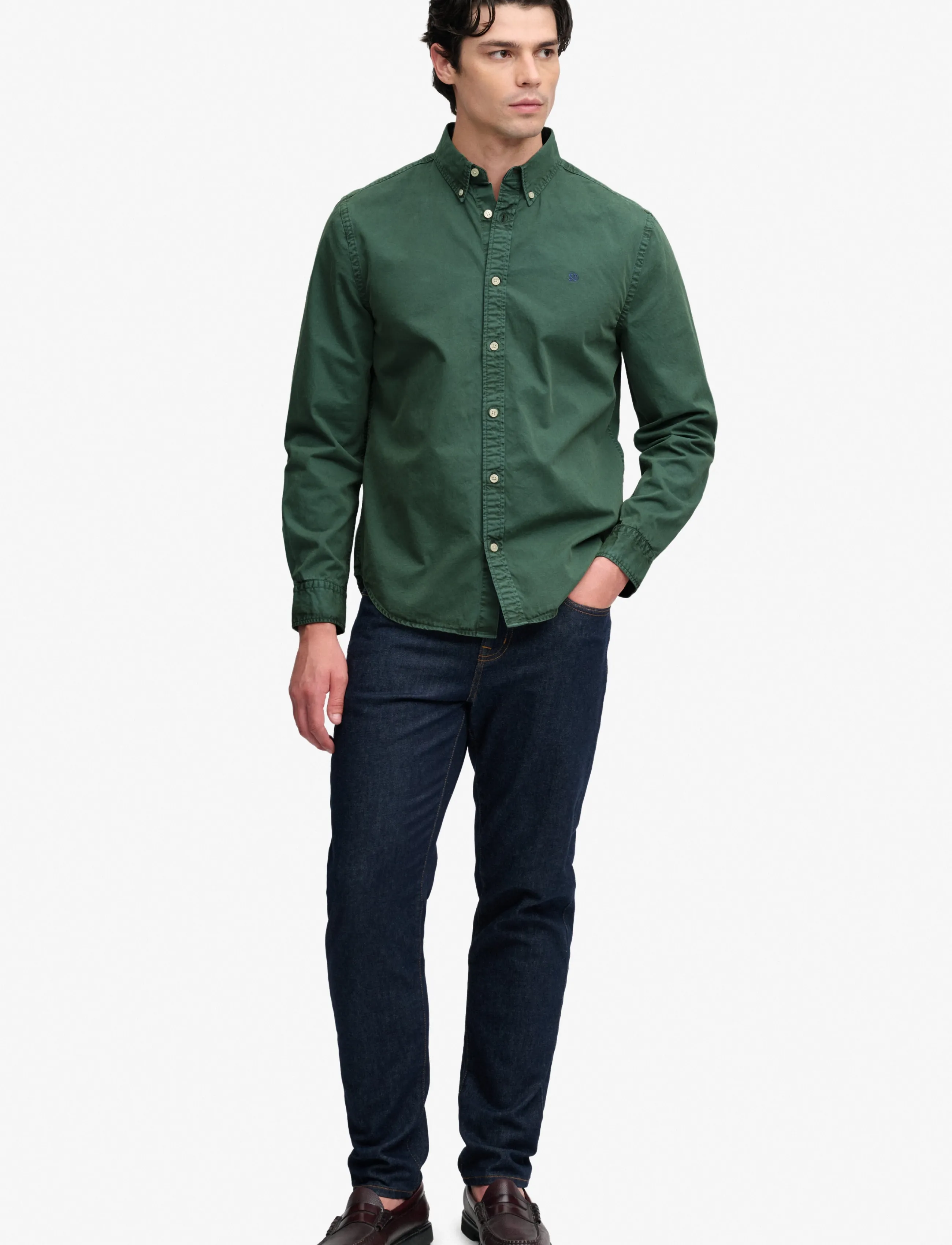 Superdry - GARMENT DYED L/S SHIRT - oxford-skjortor - tumbled green - 5