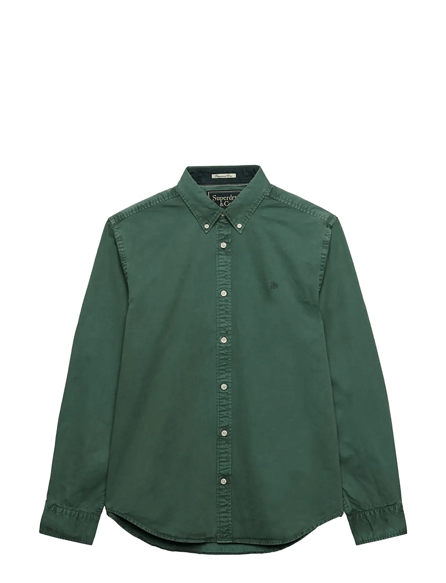 Superdry - GARMENT DYED L/S SHIRT - oxfordi särgid - tumbled green - 2